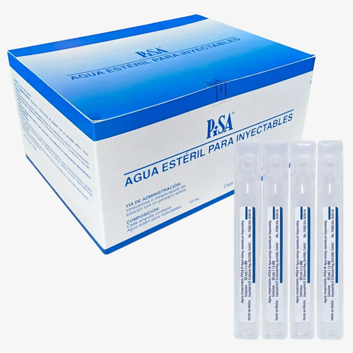 Agua Bidestilada en ampollas de 10ml. Insumos Médicos