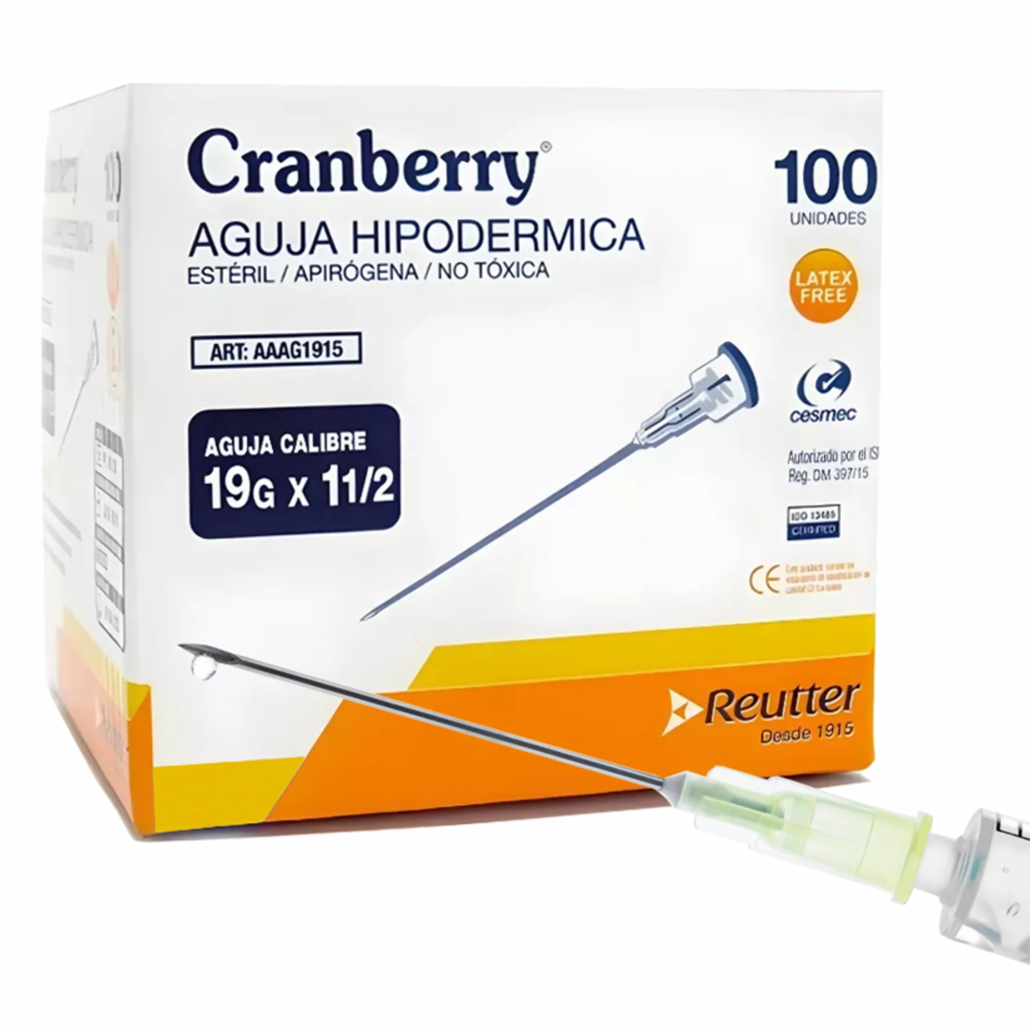 Aguja Hipodérmica 19G. Insumos Médicos