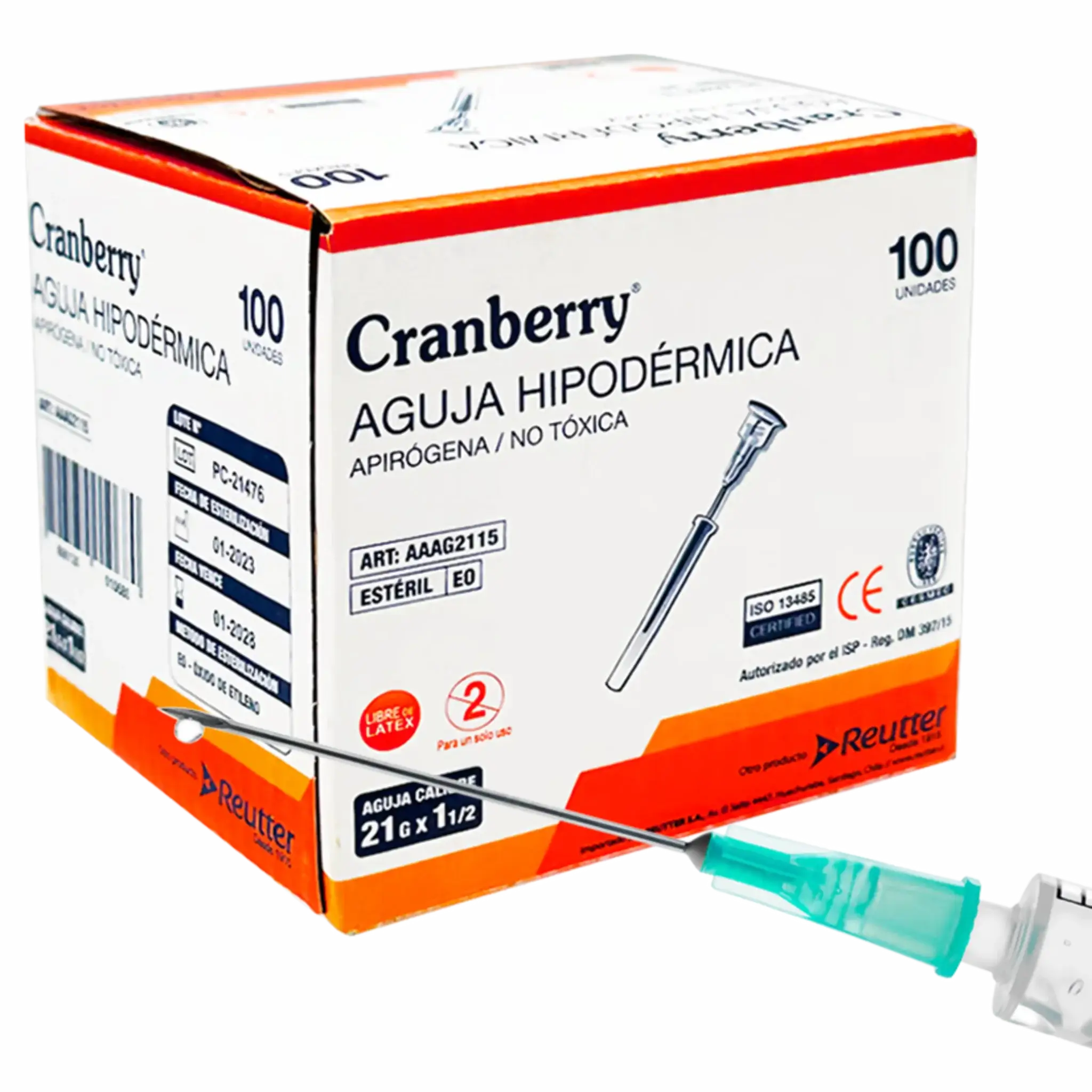 Aguja Hipodérmica 21G. Insumos Médicos