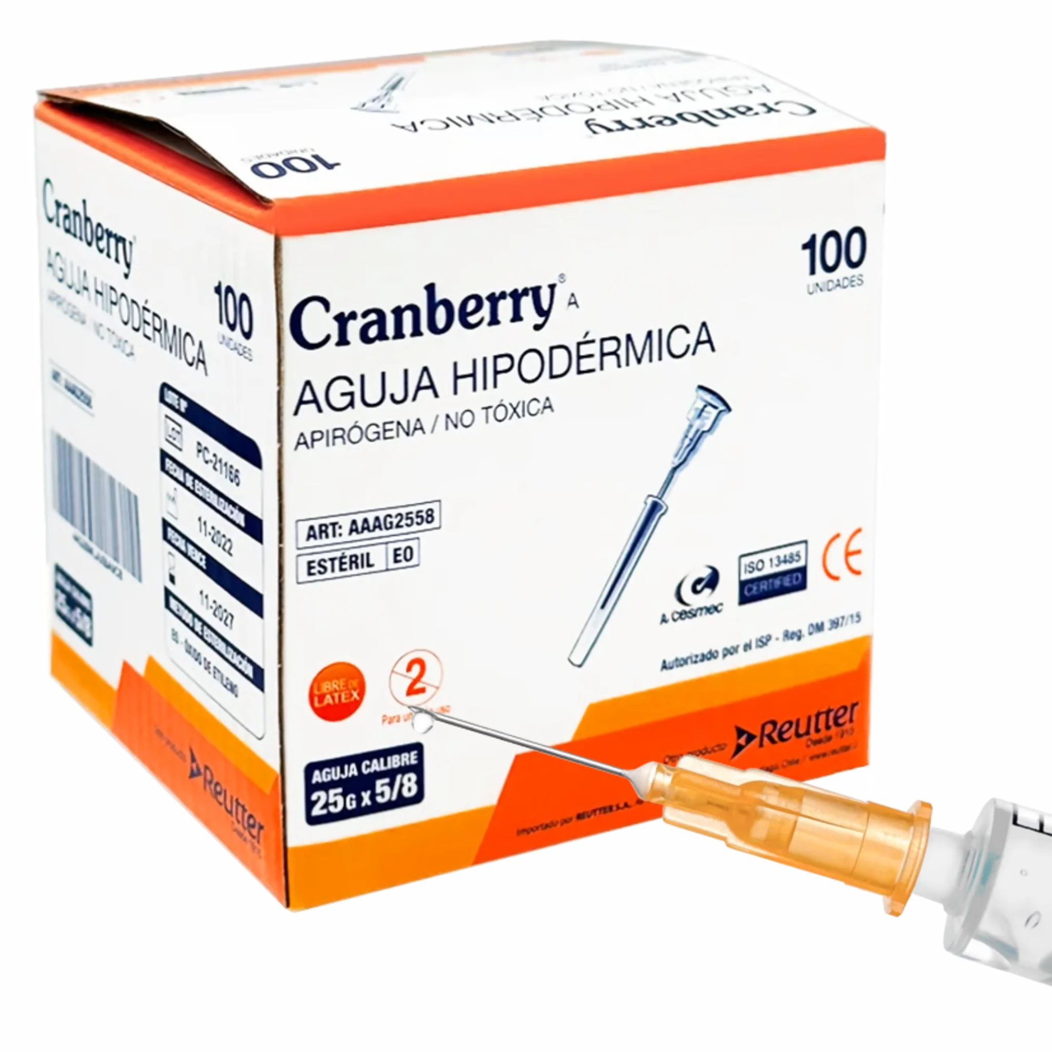 Aguja Hipodérmica 25G. Insumos Médicos