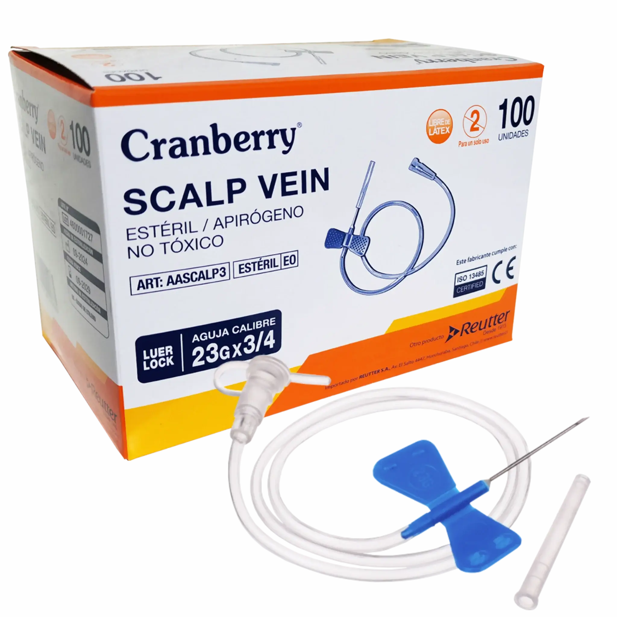 Aguja Mariposa Scalp Vein N°23G. Insumos Médicos