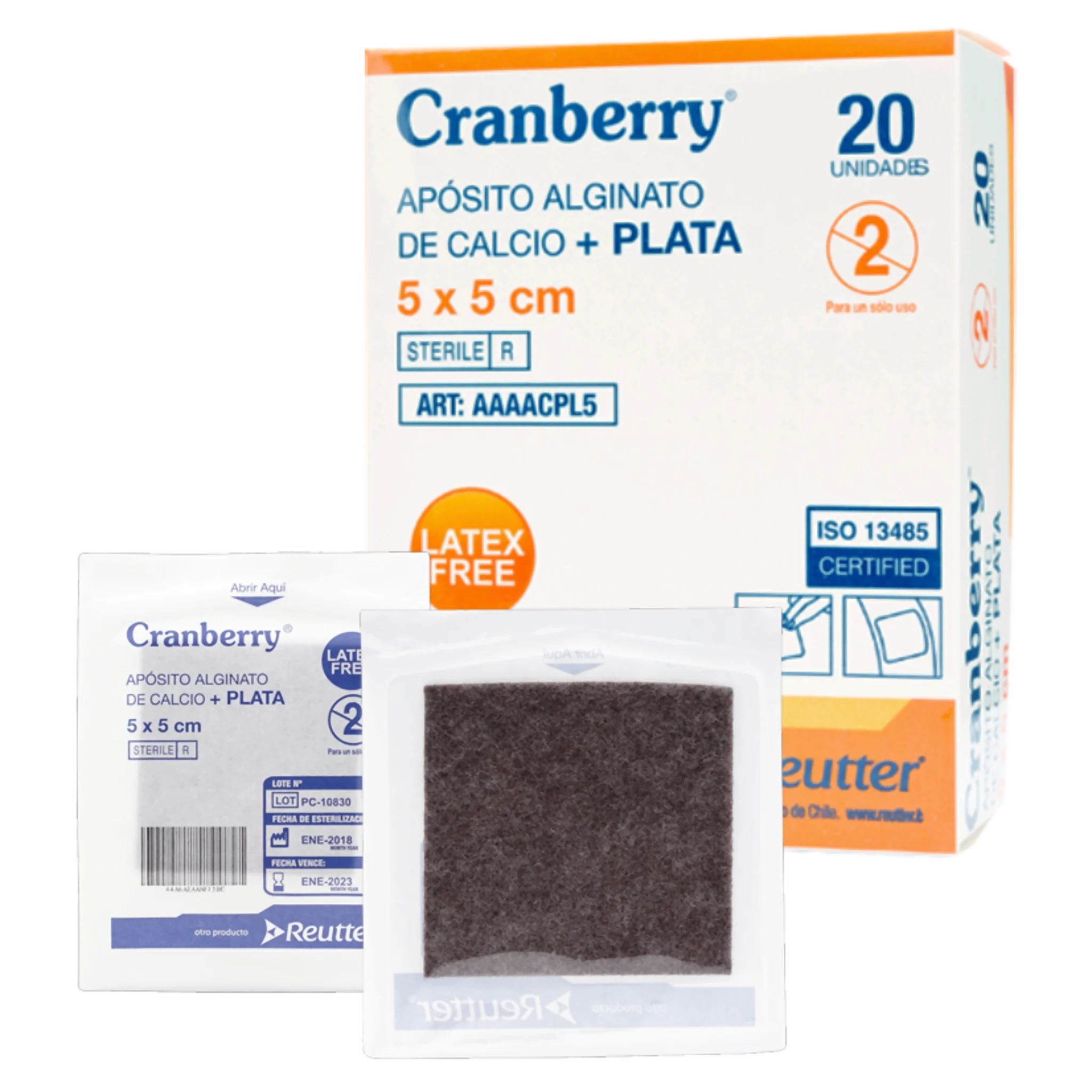 Apósito Alginato de Calcio + Plata 5x5cms. Insumos Médicos