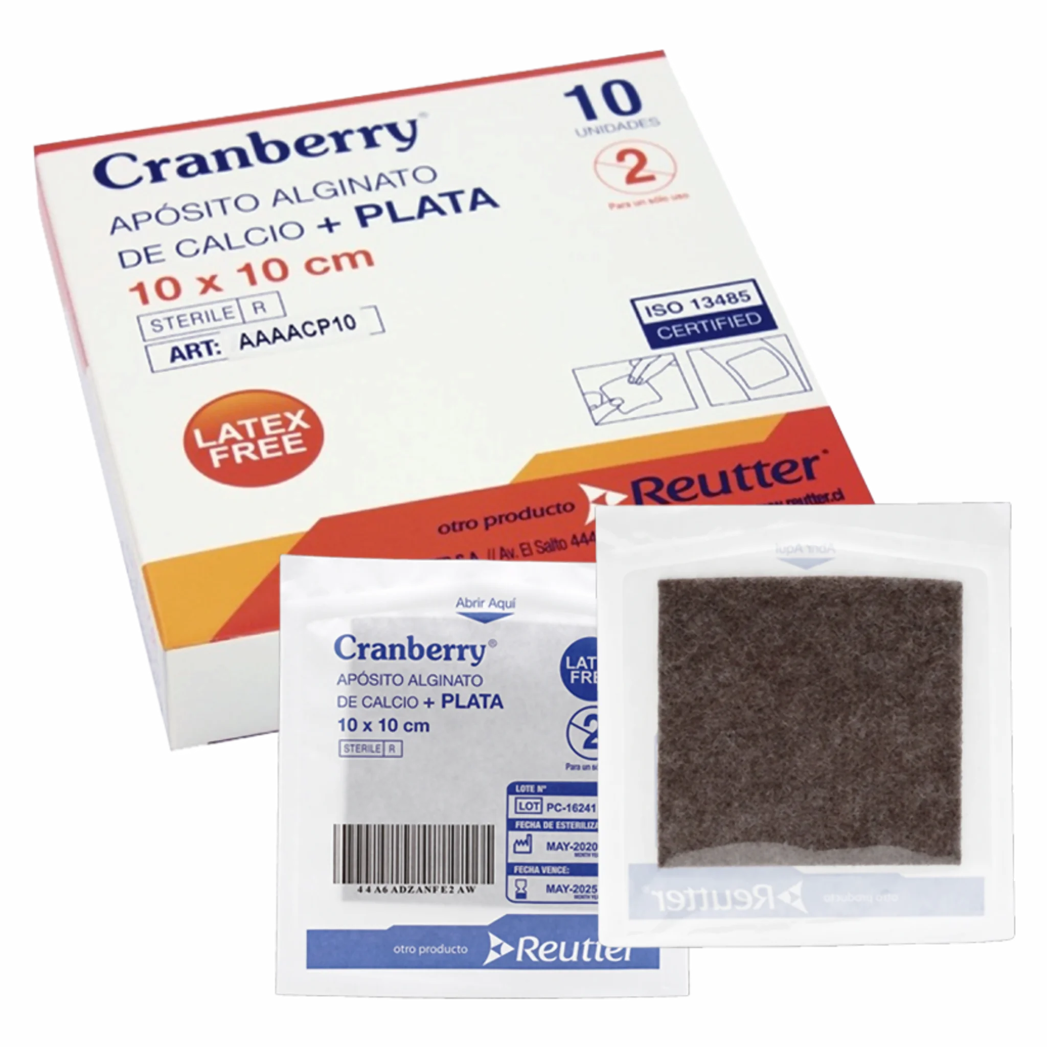 Apósito Alginato de Calcio + Plata 10x10cms. Insumos Médicos