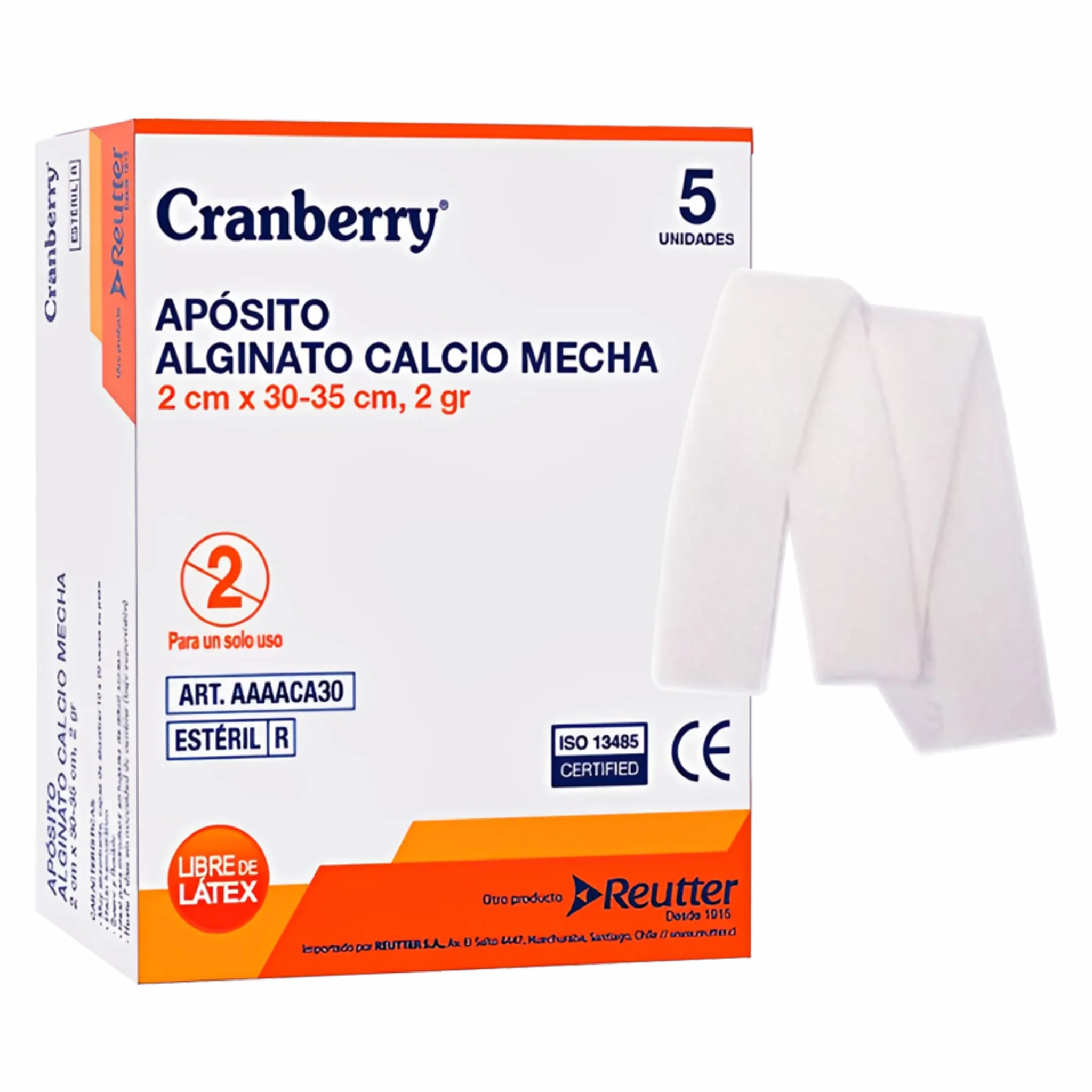 Apósito Alginato de Calcio en Mecha 2x30cms. Insumos Médicos