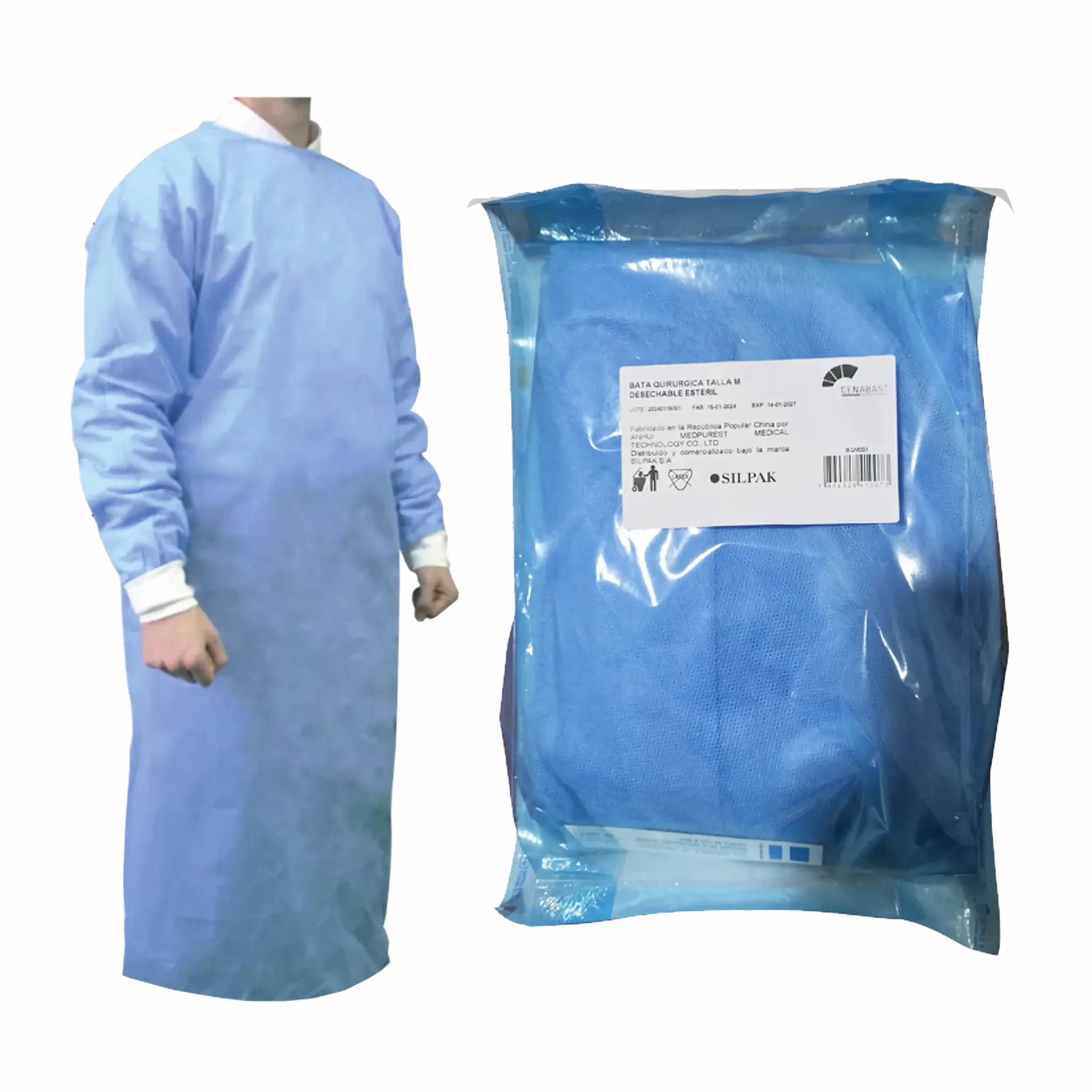 Bata Quirúrgica Estéril desechable celeste talla M. Insumos Médicos