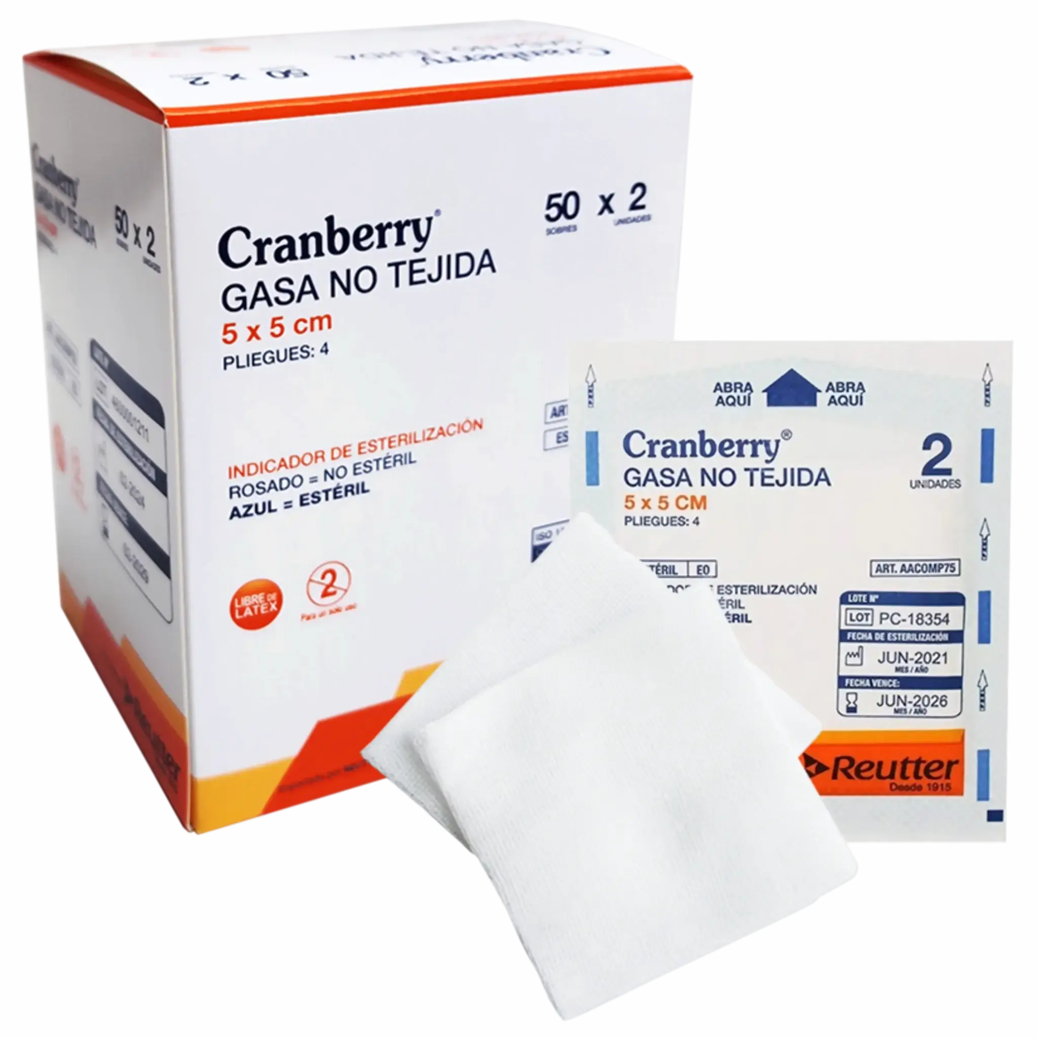 Gasa No Tejida Estéril 5x5cm. Insumos Médicos