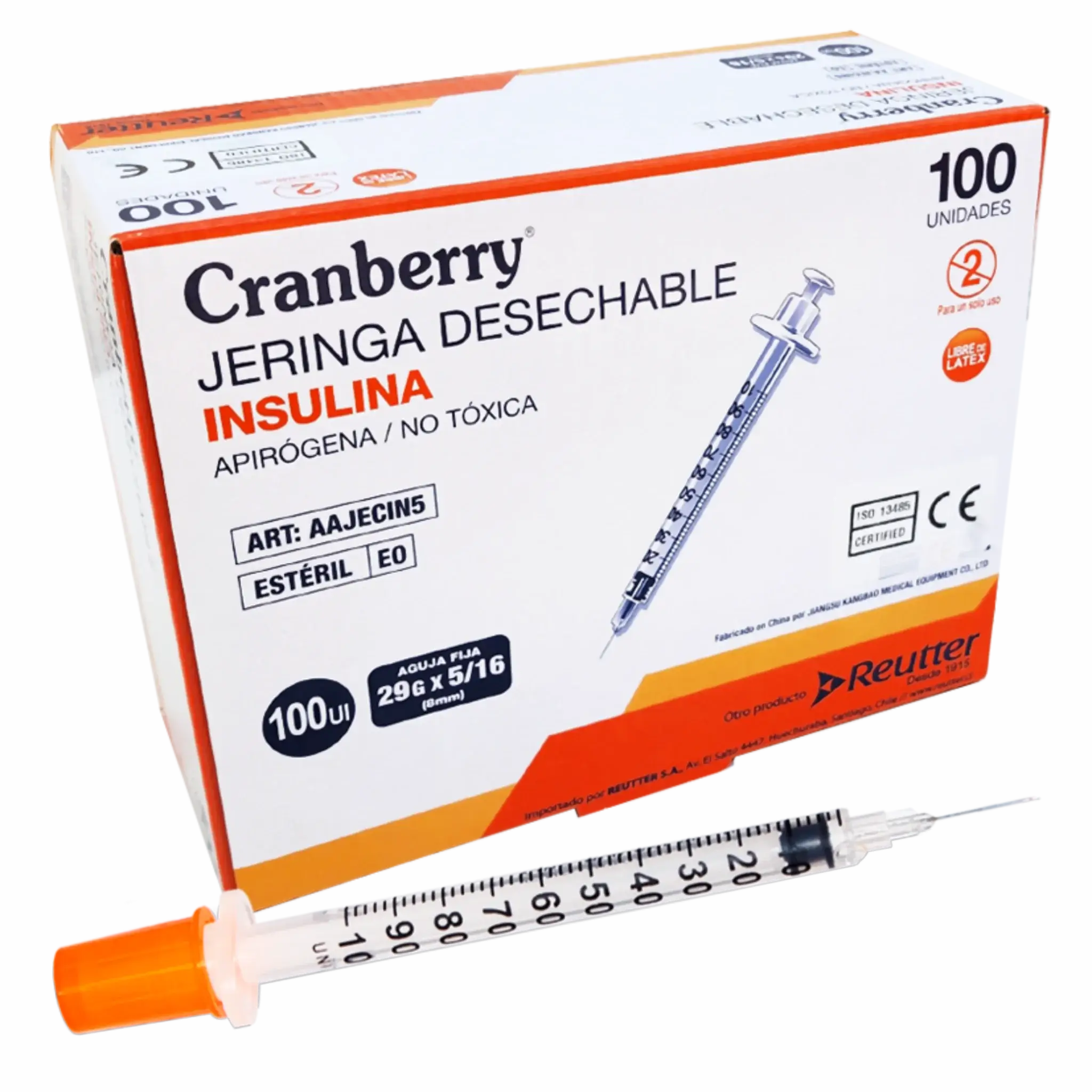 Jeringa Insulina de 100UI. Insumos Médicos