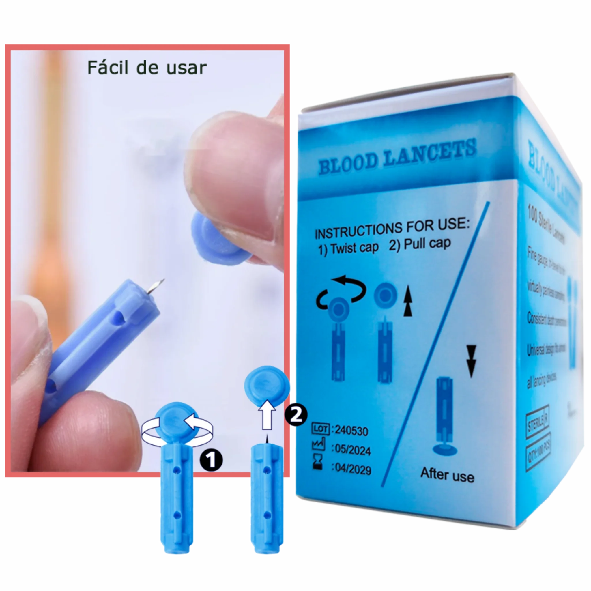 Lancetas Individuales para Lancetero Toma de Glicemia. Insumos Médicos