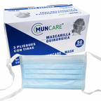 Mascarillas 3 Pliegues con Amarras. Insumos Médicos