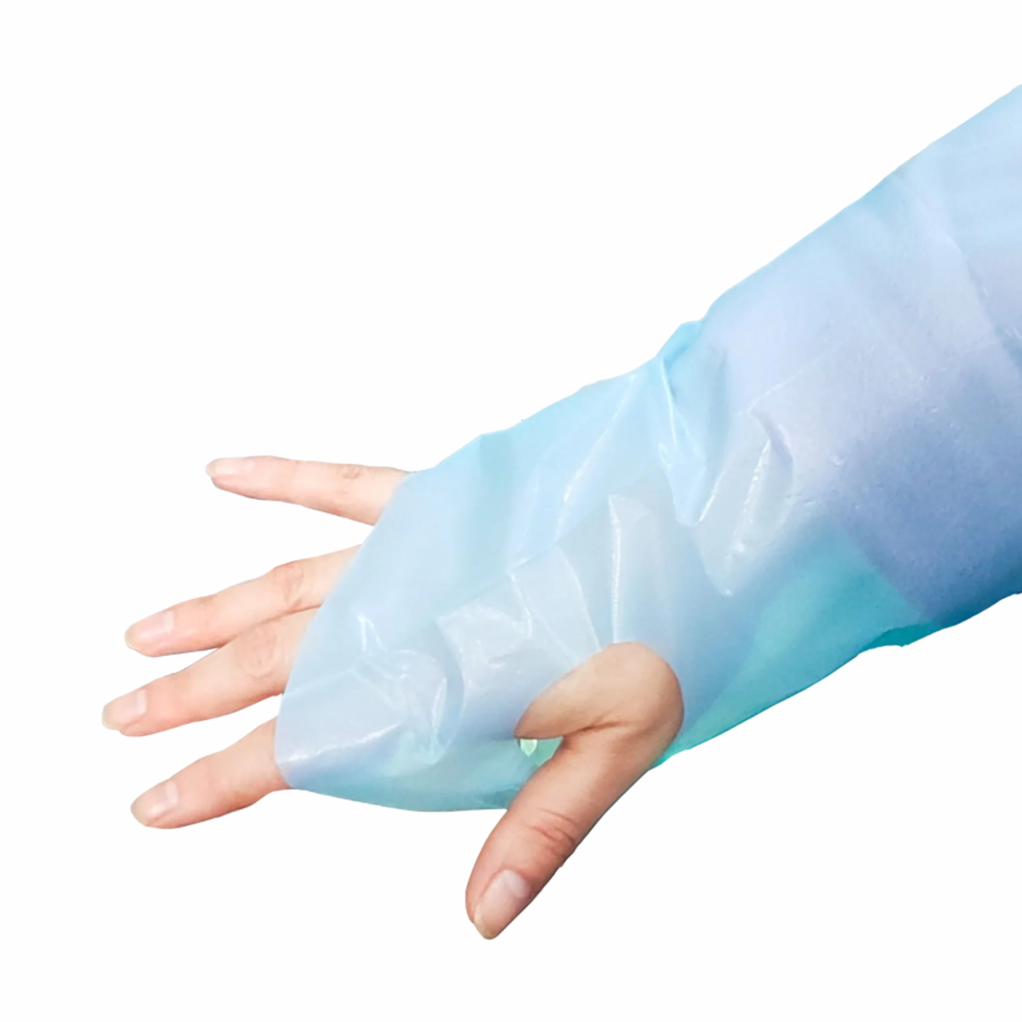 Pechera Polietileno Azul Desechable con Mangas y Ojal. Insumos Médicos