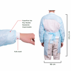 Pechera Polietileno Azul Desechable con Mangas y Puño. Insumos Médicos