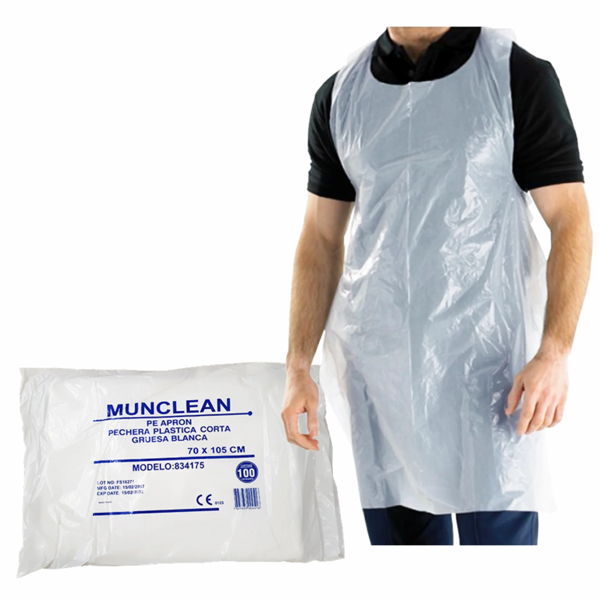 Pechera Polietileno Corta Blanca Sin Mangas. Insumos Médicos