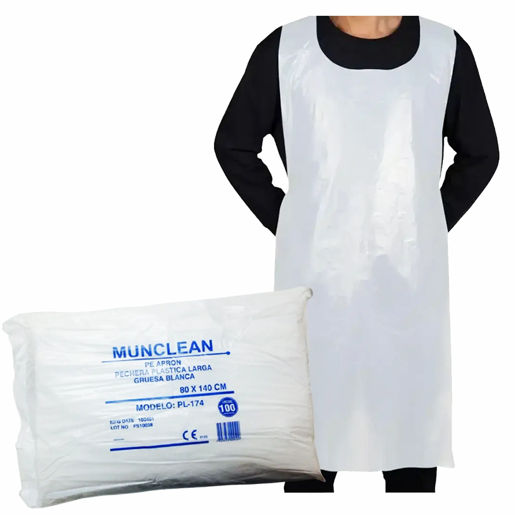 Pechera Polietileno Larga Blanca Sin Mangas. Insumos Médicos