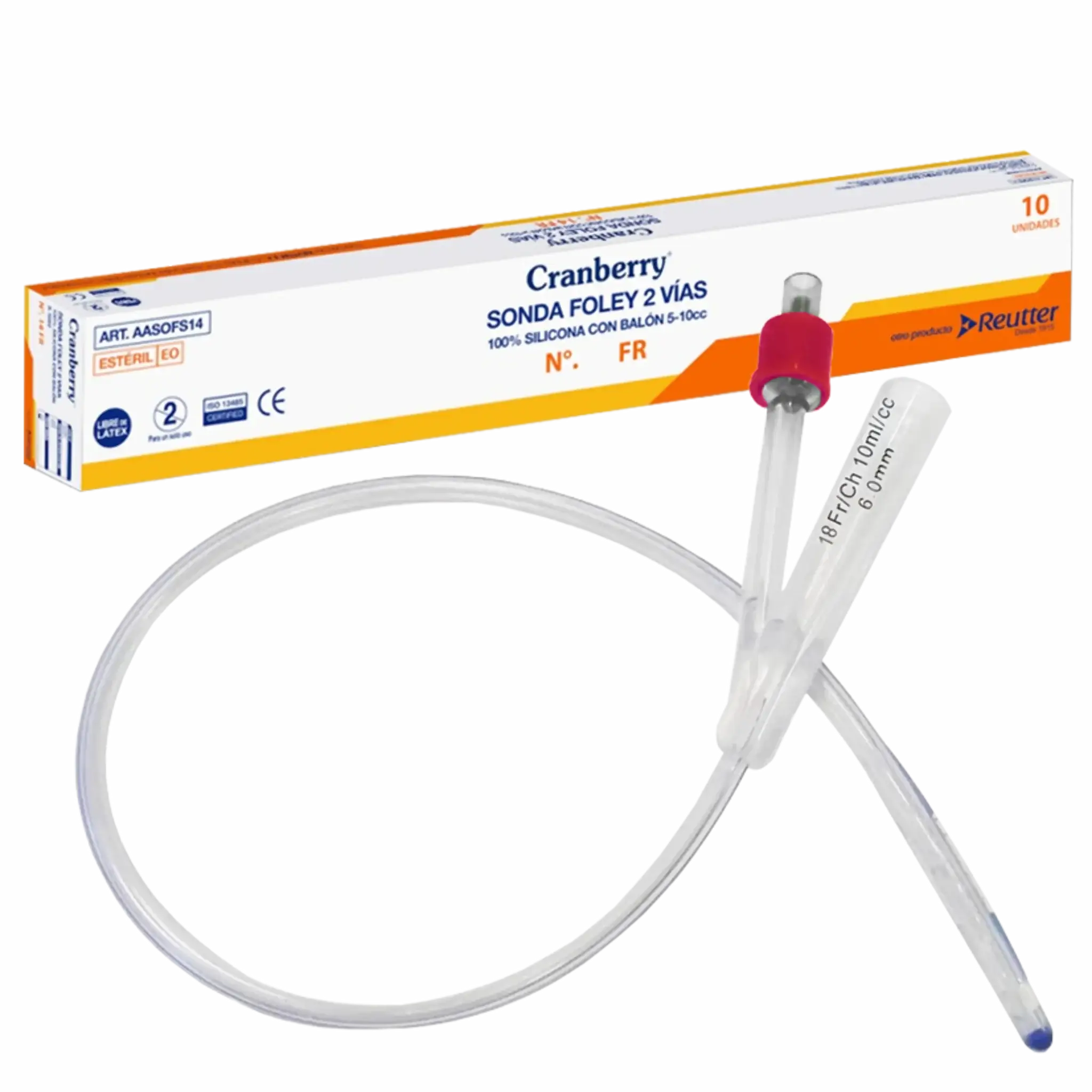 Sondas Foley 100% Silicona 2 Vías con balón 5-15cc. FR 18. Insumos Médicos