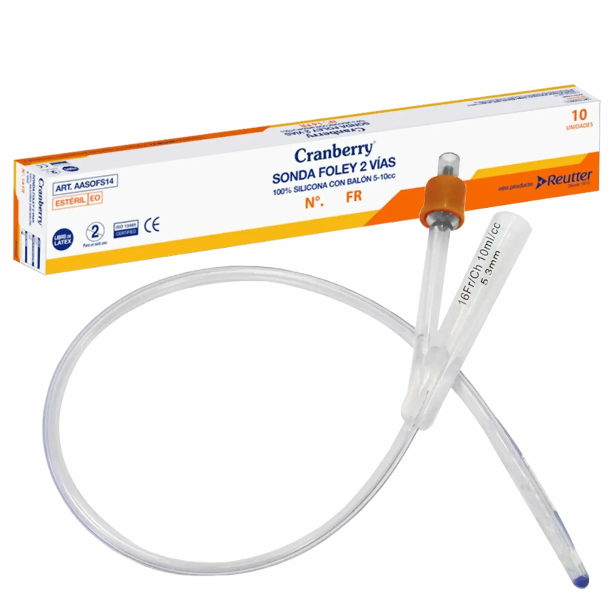 Sondas Foley 100% Silicona 2 Vías con balón 5-15cc. FR 16. Insumos Médicos