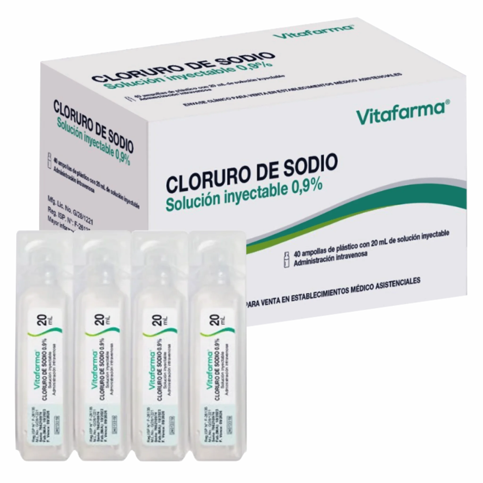 Suero Fisiológico ampolla 0.9% 20ml. Plástico. Insumos Médicos
