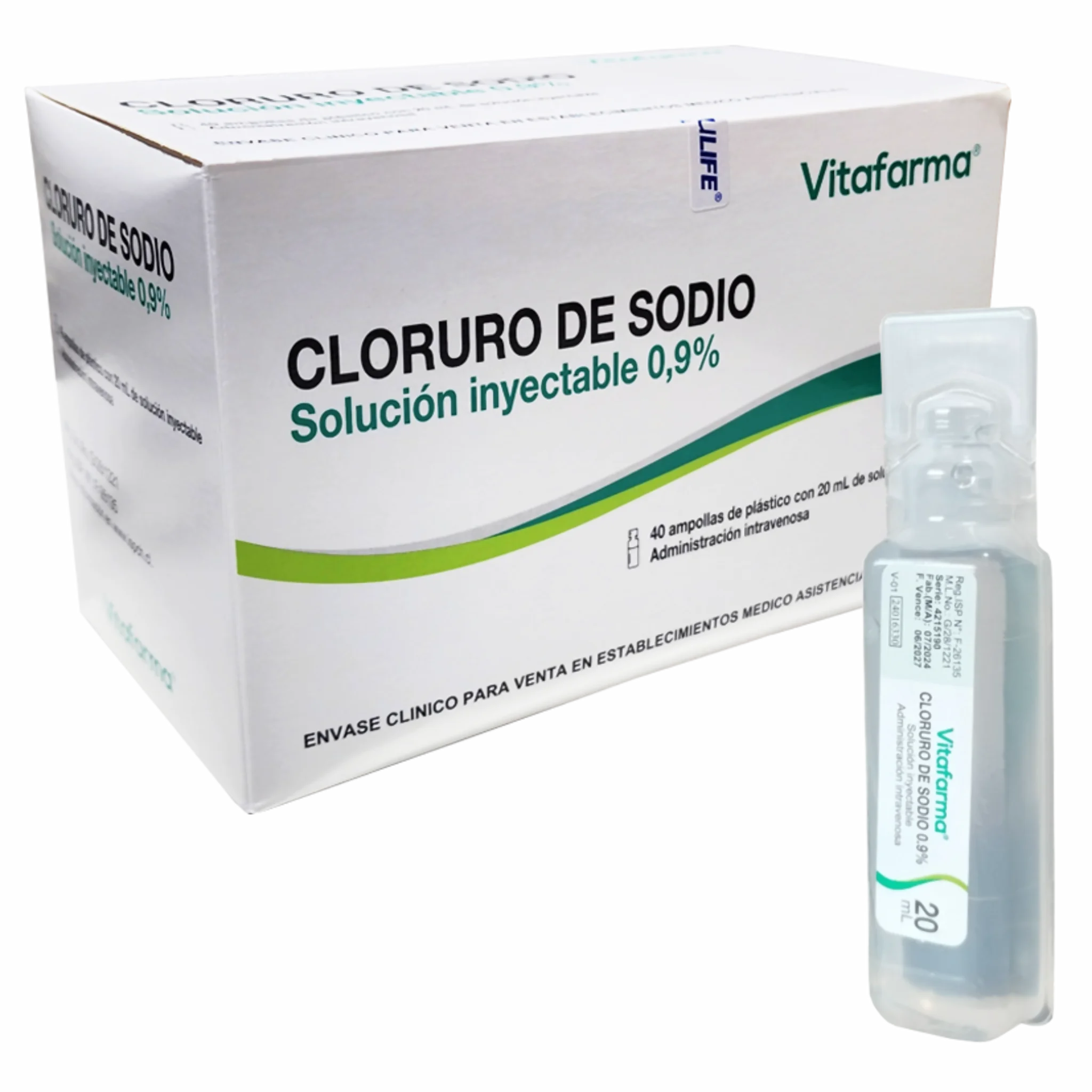 Suero Fisiológico ampolla 0.9% 20ml. Plástico. Insumos Médicos