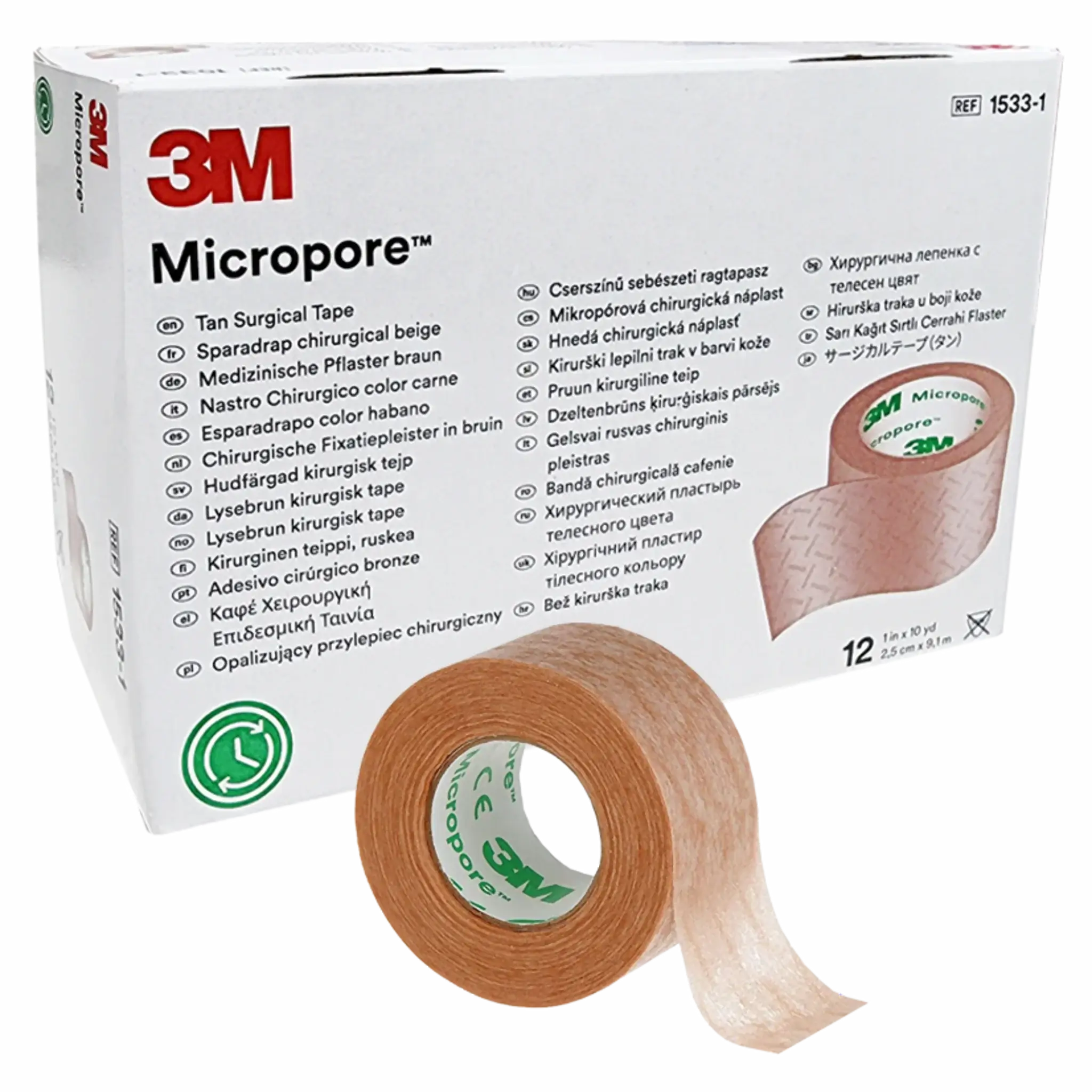 Tela Micropore 2.5cm. x 9.1mts. Color Café 1533-1 3M. Insumos Médicos