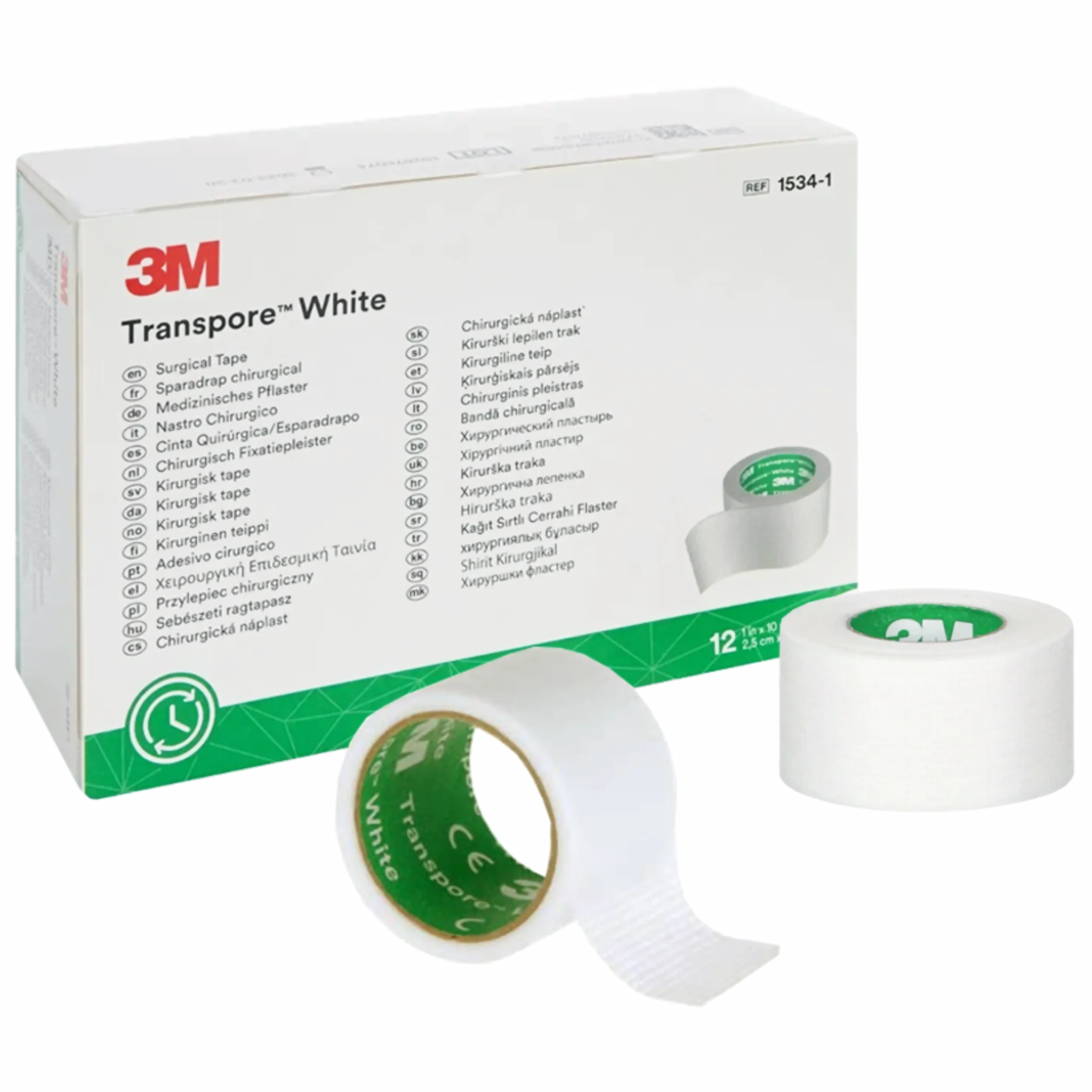 Tela Transpore White S/D 2.5cm. x 9.1mts. 1534-1 3M. Insumos Médicos