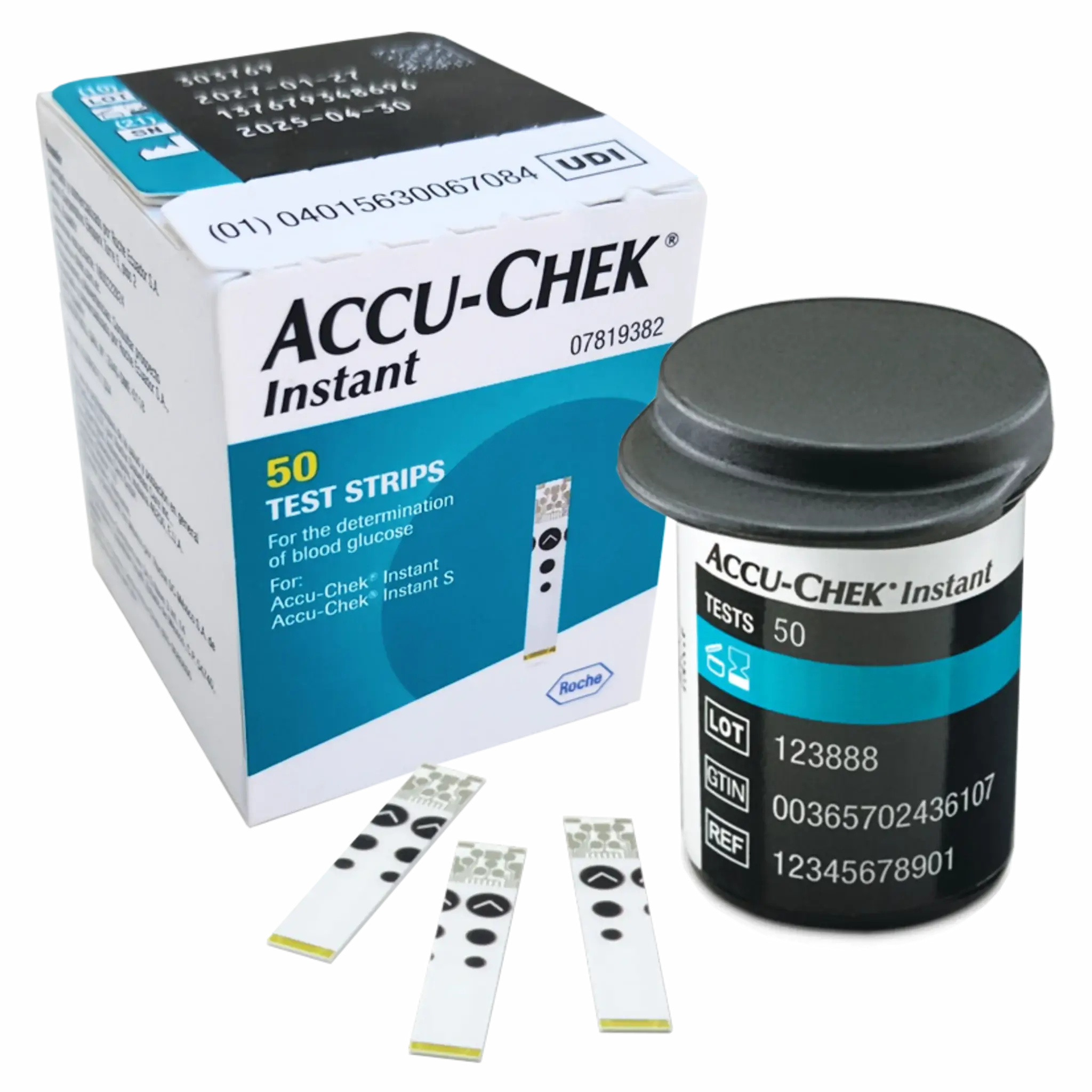 Toma de glicemia en tiras Accu-Chek® Instant. Insumos Médicos