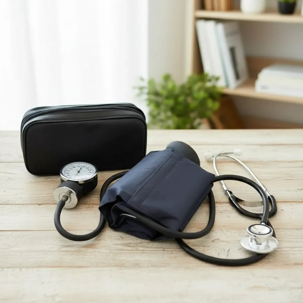 Toma de presión con reloj aneroide + fonendoscopio. Equipos Médicos