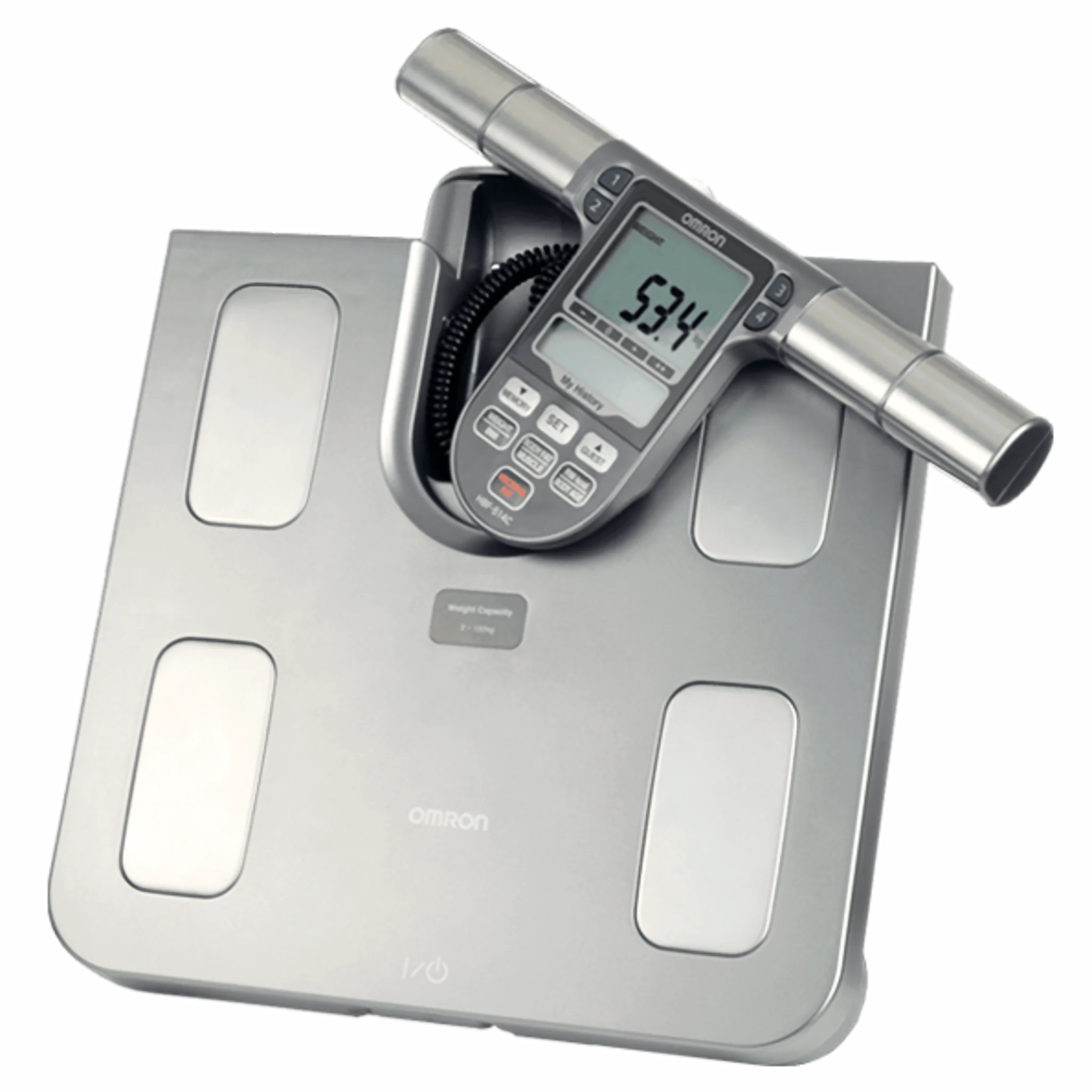 Balanza digital de piso con analizador de grasa corporal Premium. Mod. HBF-514C. Marca Omron. Equipos Médicos