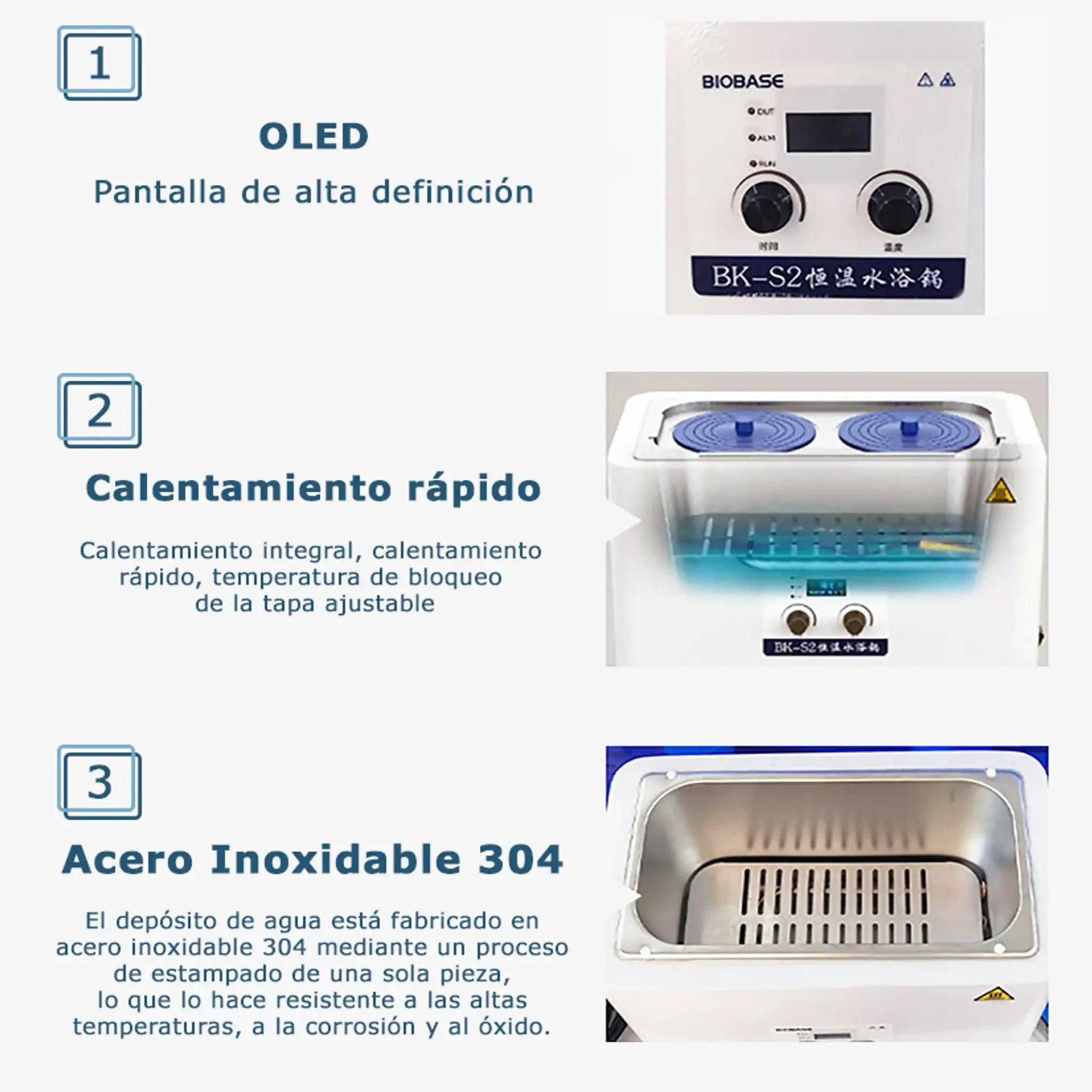 Baño de agua digital con regulación de temperatura 5 lts. Mod. BK-S2. Marca Biobase. Equipos de Laboratorio