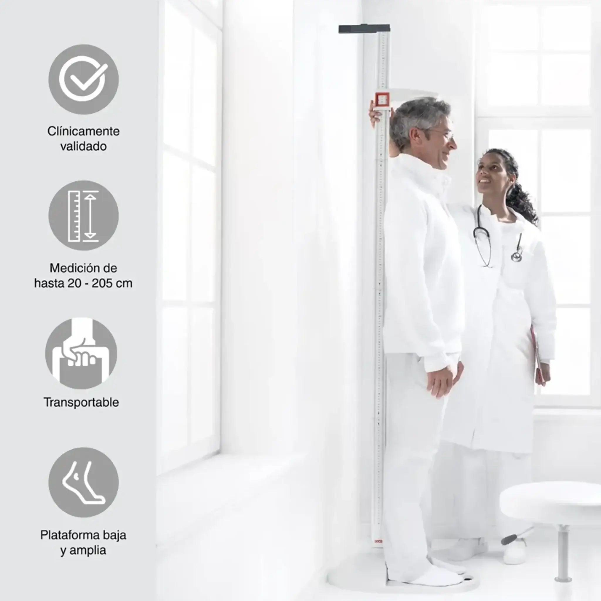 Tallímetro mecánico portátil - rango de medición: 20-205cm. división: 1mm. Mod. 213. Marca SECA - Alemania. Equipos Médicos
