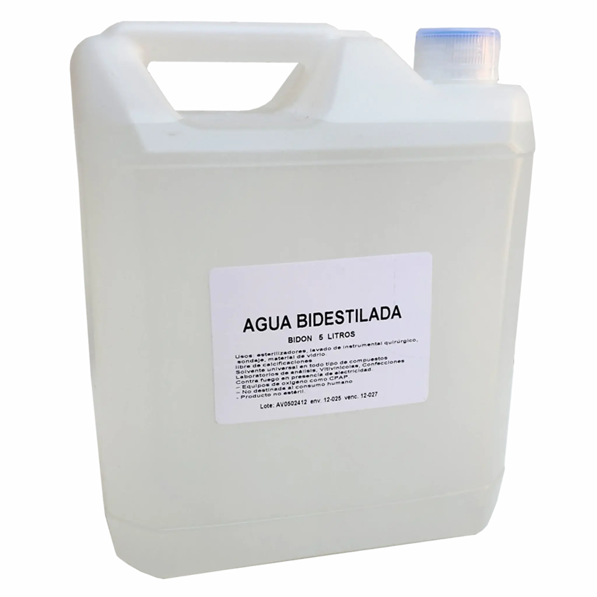Agua Bidestilada. Insumos de Laboratorio