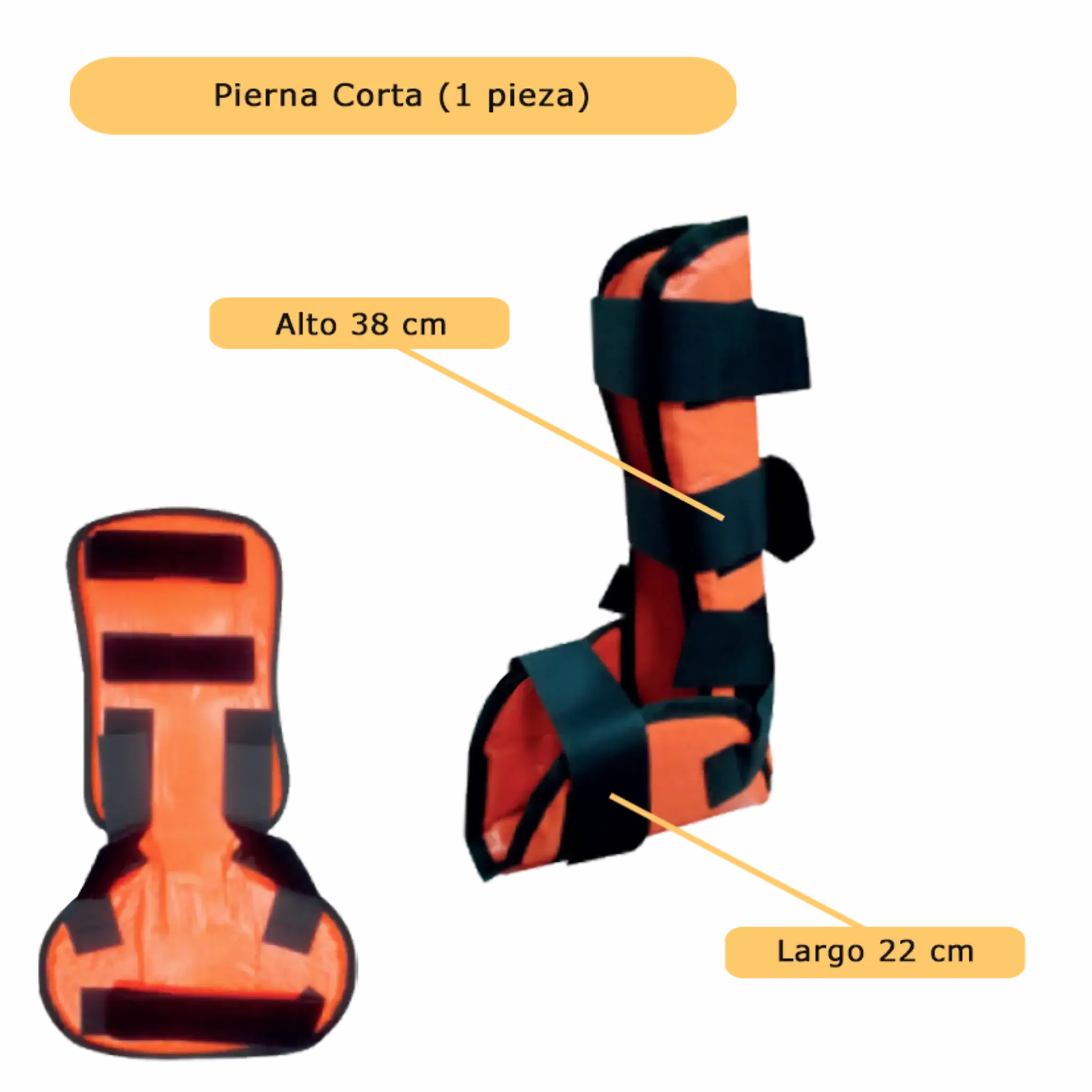 Férula Semirrígida - inlcuye bolso 5 piezas, permite Rayos X adulto. Rescate y Emergencias
