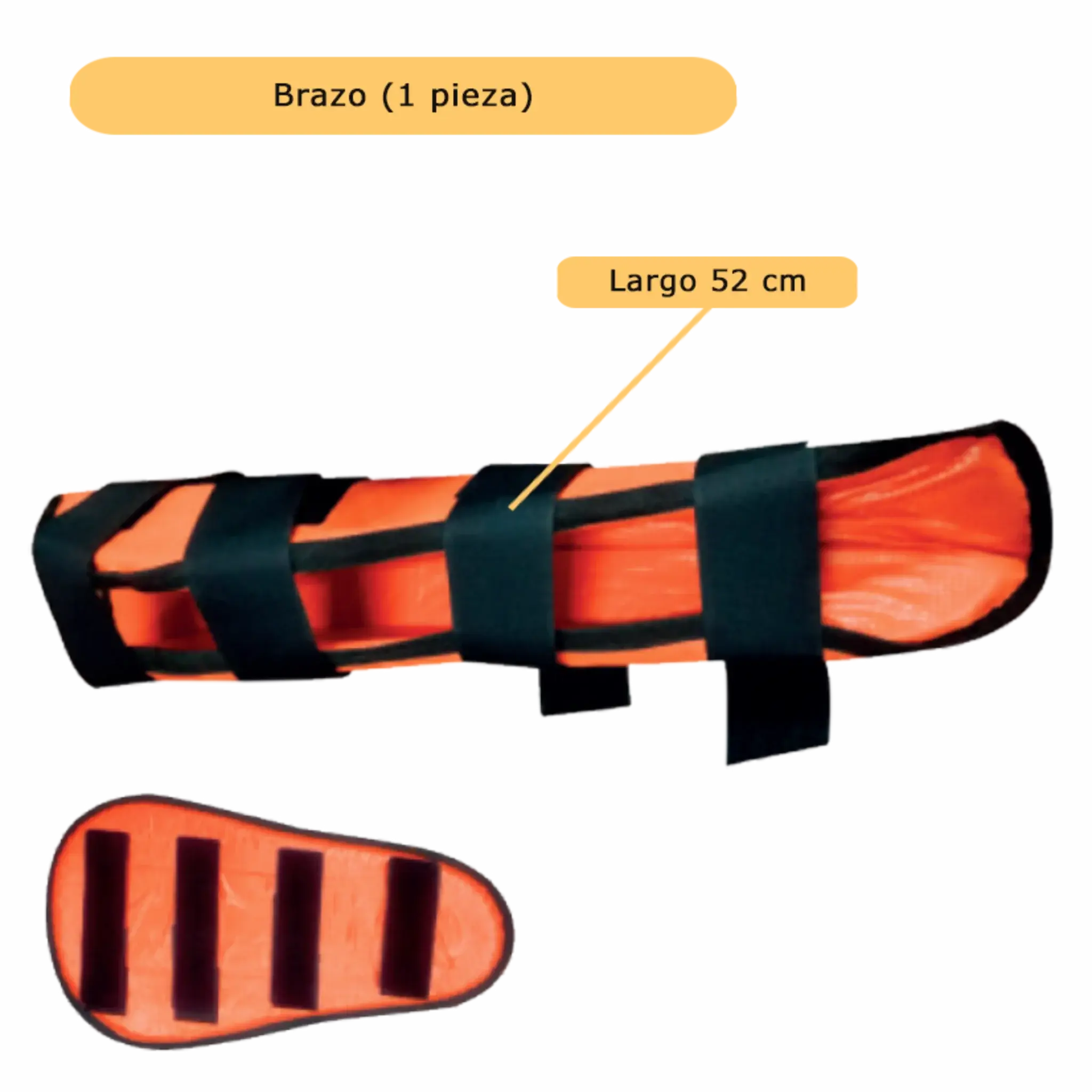 Férula Semirrígida - inlcuye bolso 5 piezas, permite Rayos X adulto. Rescate y Emergencias