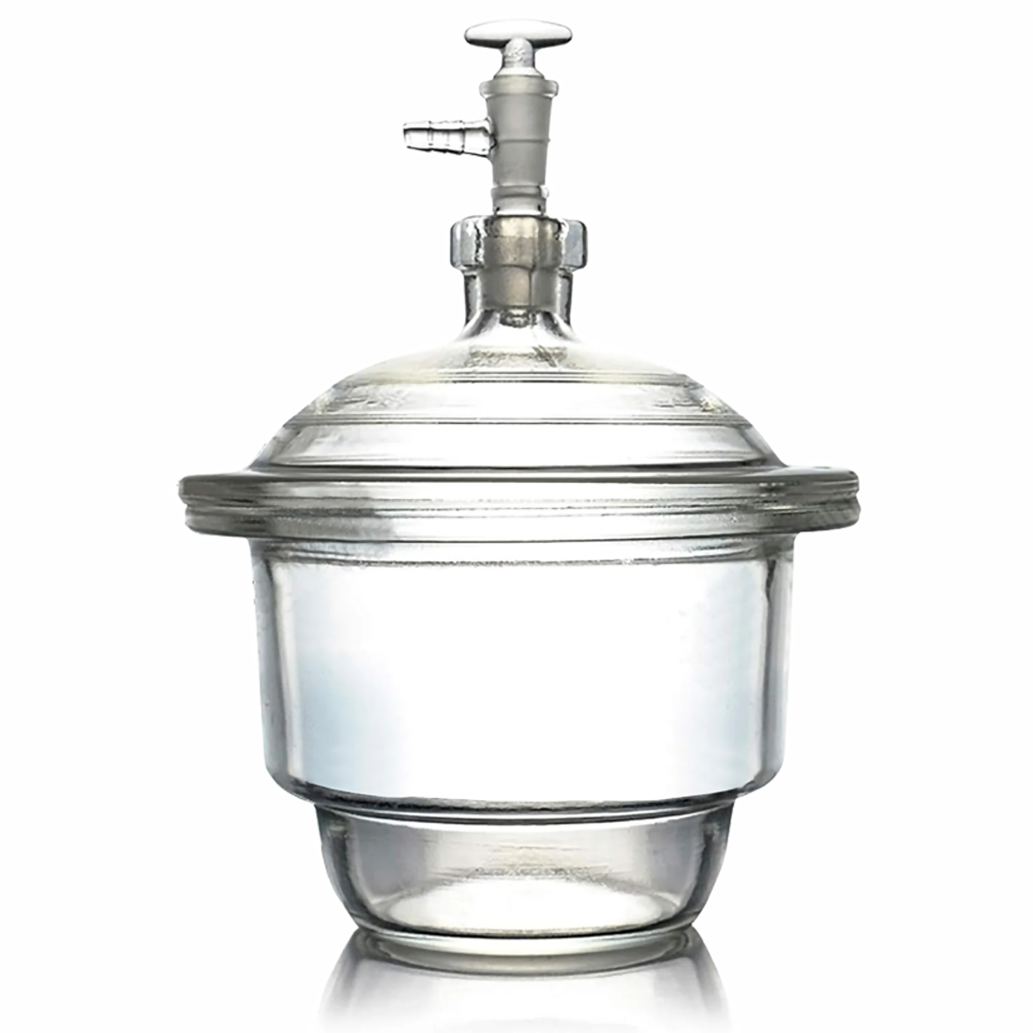 Desecador de laboratorio de vidrio sódico sin placa con llave. Insumos de Vidrio para Laboratorio