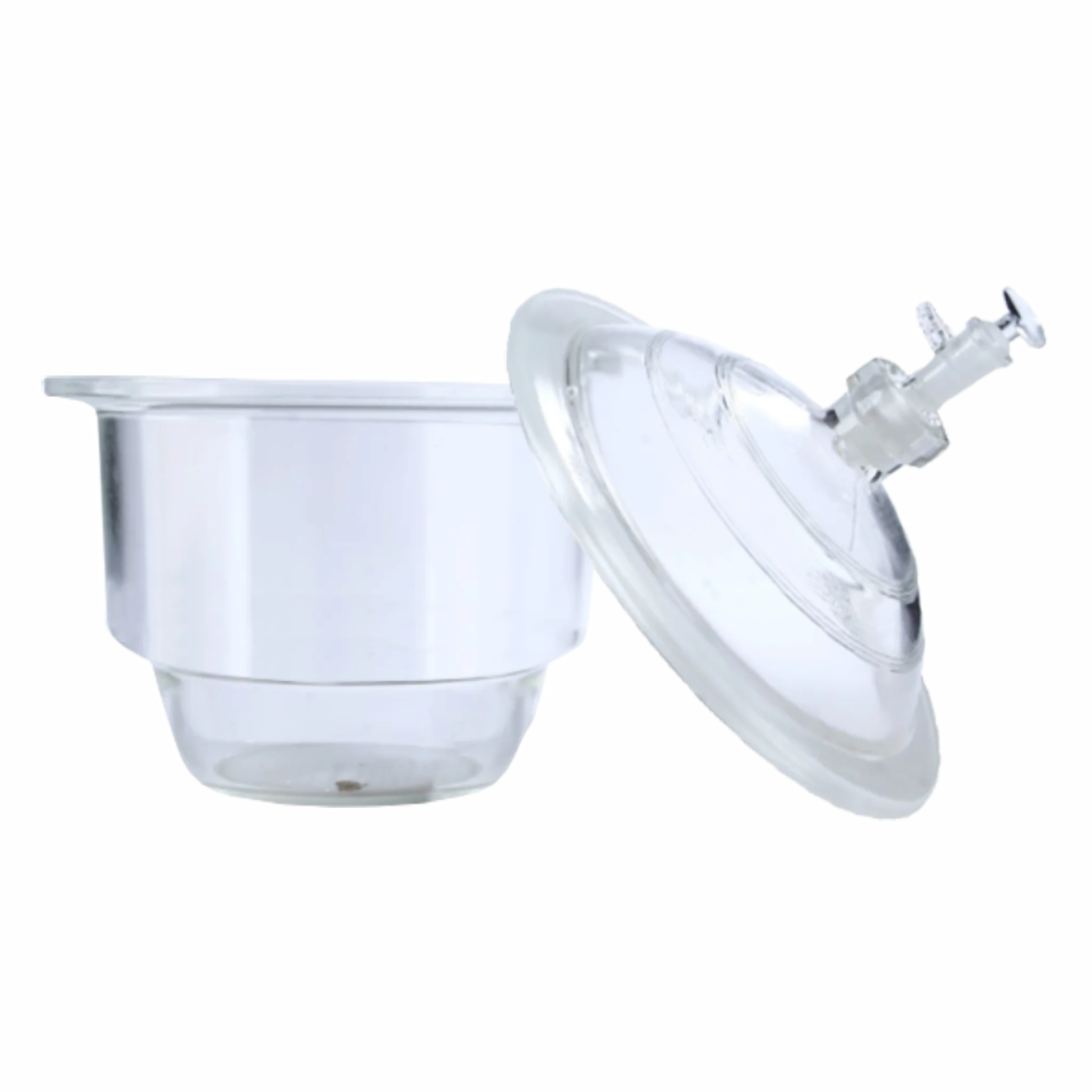 Desecador de laboratorio de vidrio sódico sin placa con llave. Insumos de Vidrio para Laboratorio