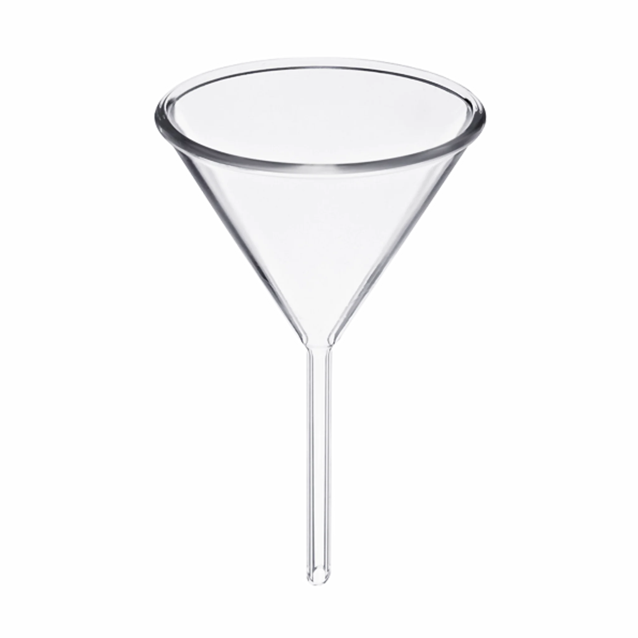 Embudo de vidrio tallo corto. Insumos de Vidrio para Laboratorio