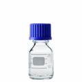Frasco Graduado 25 ml. con tapa rosca azul. DWK. Insumos de Vidrio para Laboratorio