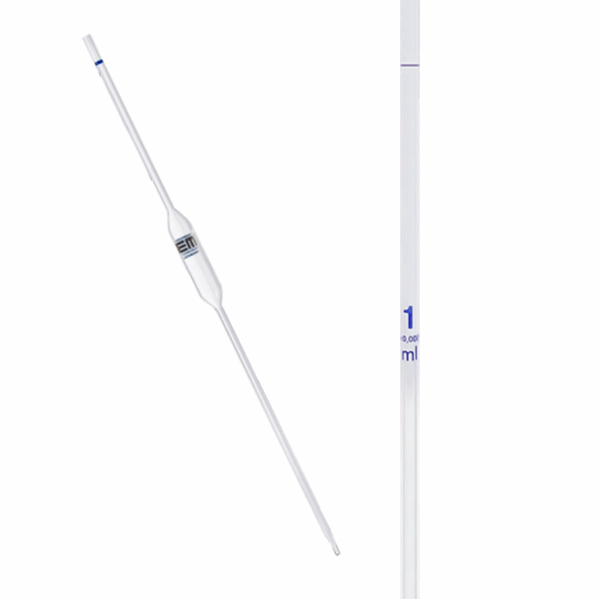 Pipeta volumétrica 1ml. Clase A. Hirschmann. Insumos de Vidrio para Laboratorio