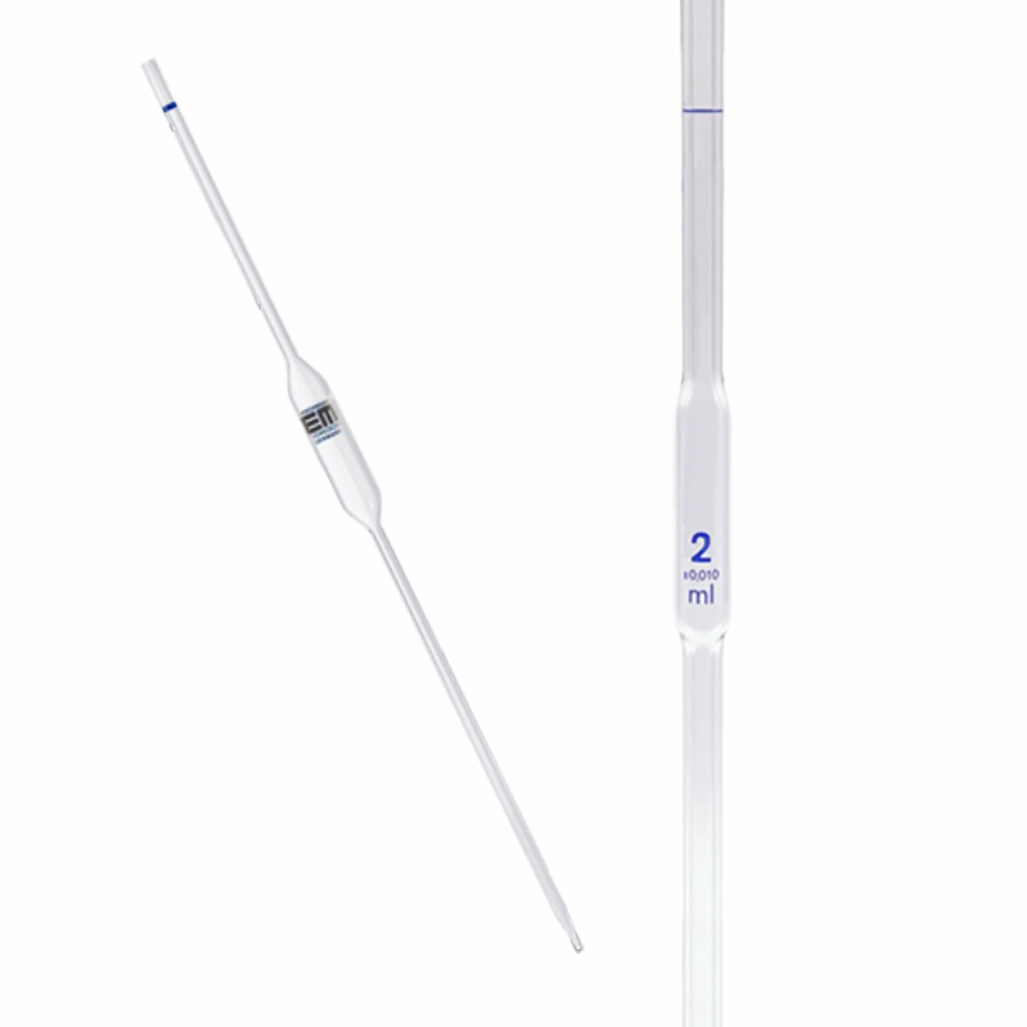 Pipeta volumétrica 2ml. Clase A. Hirschmann. Insumos de Vidrio para Laboratorio
