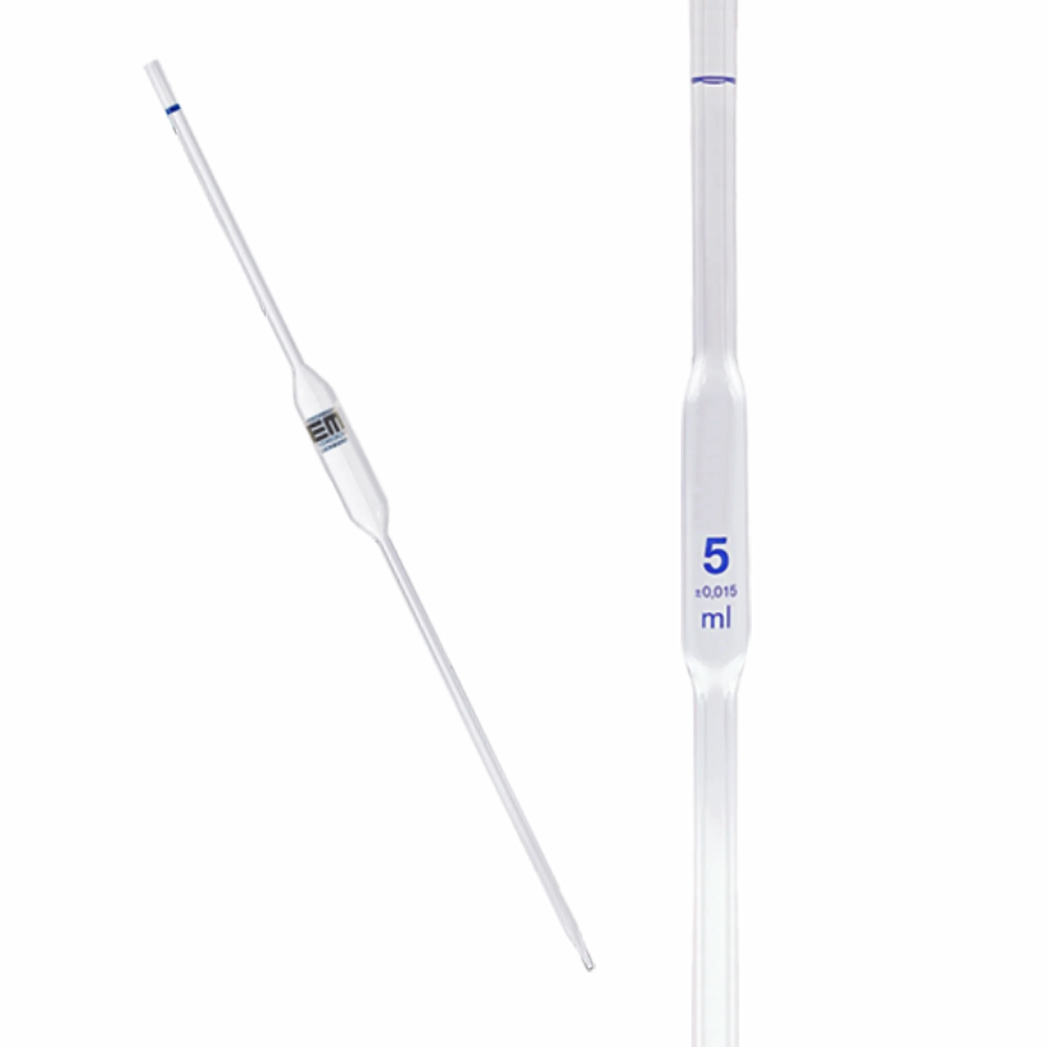 Pipeta volumétrica 5ml. Clase A. Hirschmann. Insumos de Vidrio para Laboratorio
