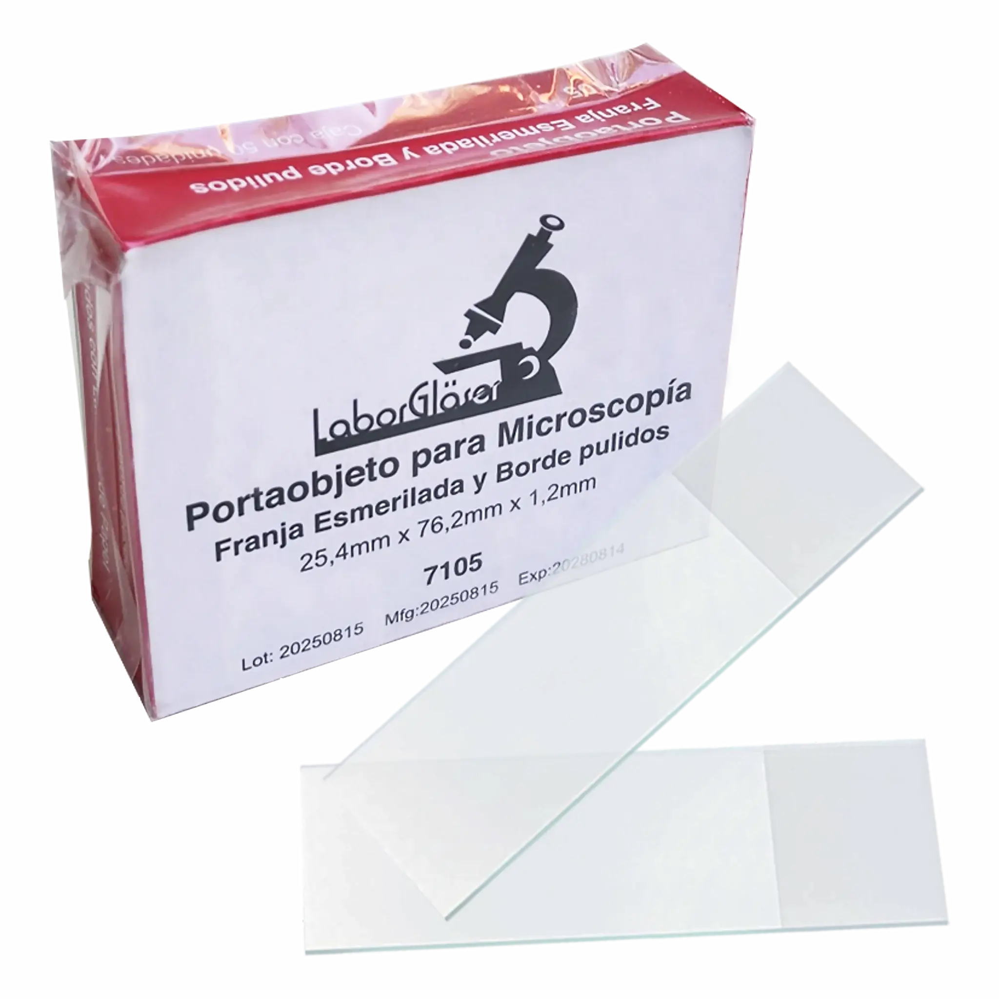 Porta objetos franja esmerilada. Insumos de Vidrio para Laboratorio