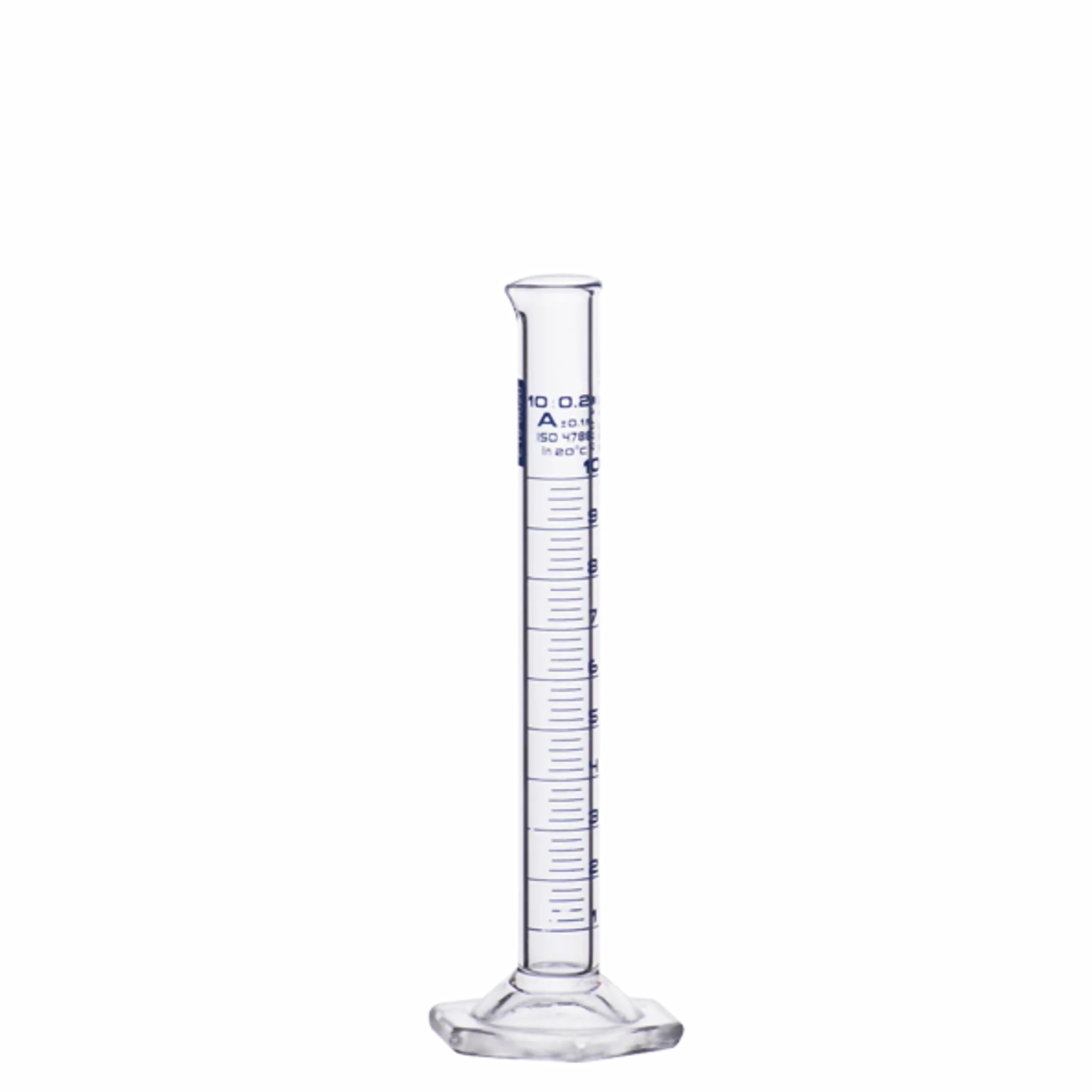 Probeta borosilicato 10ml. : 0.2 precisión. Hirschmann. Insumos de Vidrio para Laboratorio