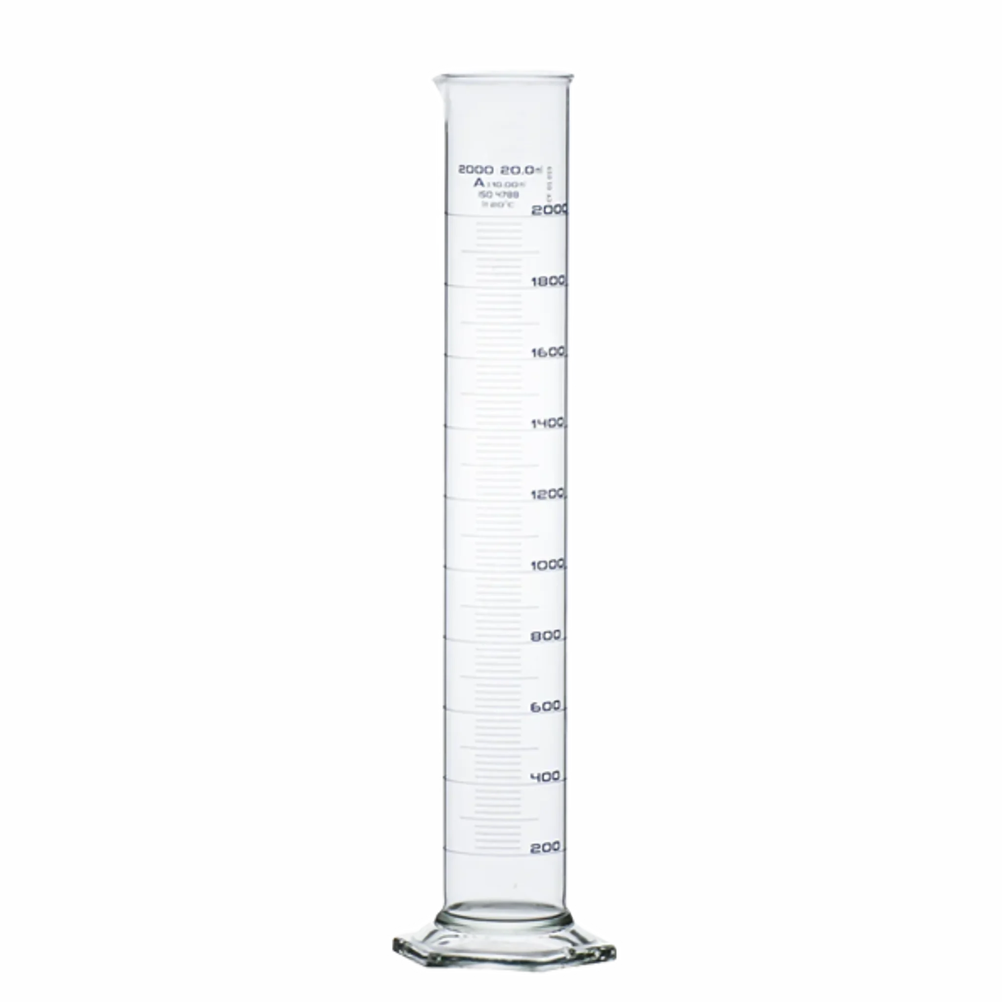 Probeta borosilicato 2000ml. : 20 precisión. Hirschmann. Insumos de Vidrio para Laboratorio