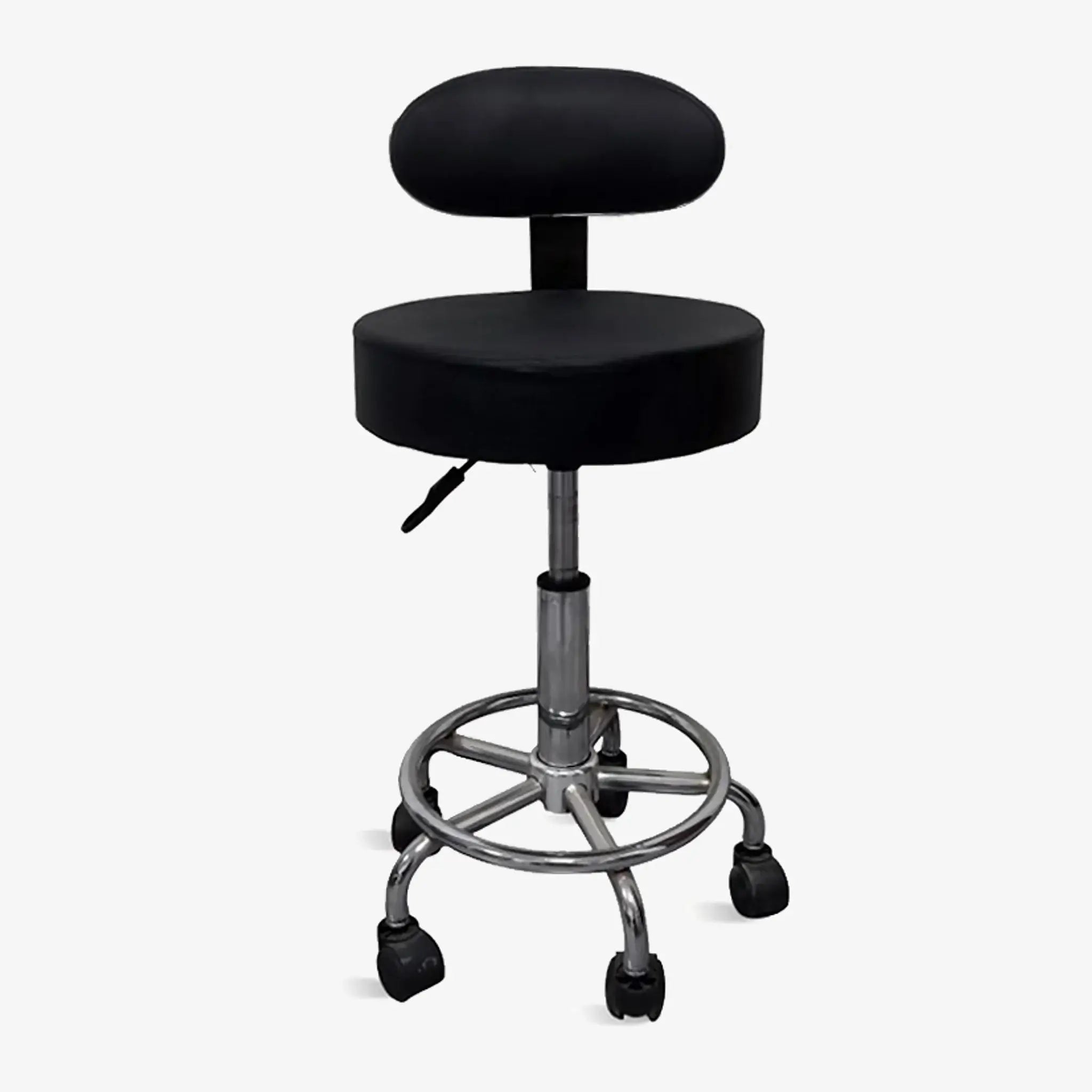 Piso con ruedas con respaldo, regulable, lavable. Mobiliario Clínico Megamed