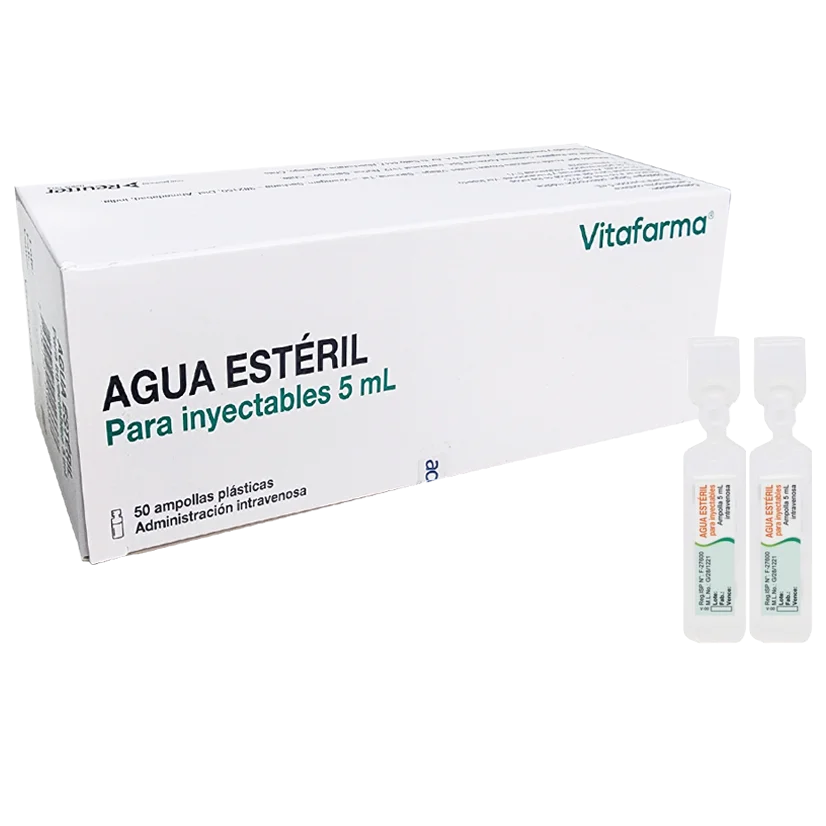 Agua Bidestilada Ampollas de 5ml. Plástico Vitafarma Caja x 50u. - Induslab