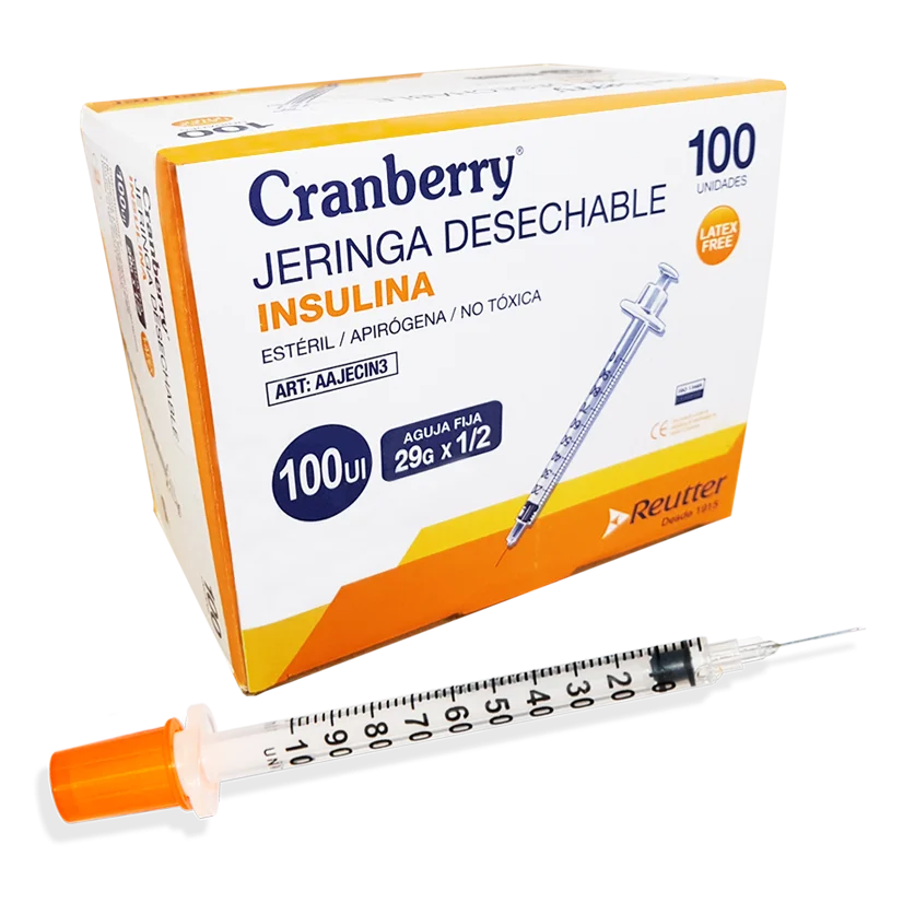 Jeringa Insulina de 100UI Cranberry Caja x 100u. - Induslab