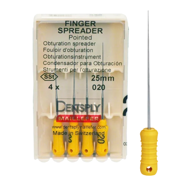 Espaciador digital Finger Spreader 25mm. 020 amarillo Maillefer Caja x 4u. - Induslab