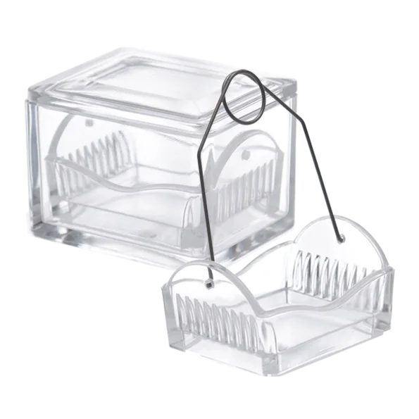 Cubeta de tinción Con tapa - soporte de vidrio y gancho metálico para 10 pcs CEE Unidad - Induslab